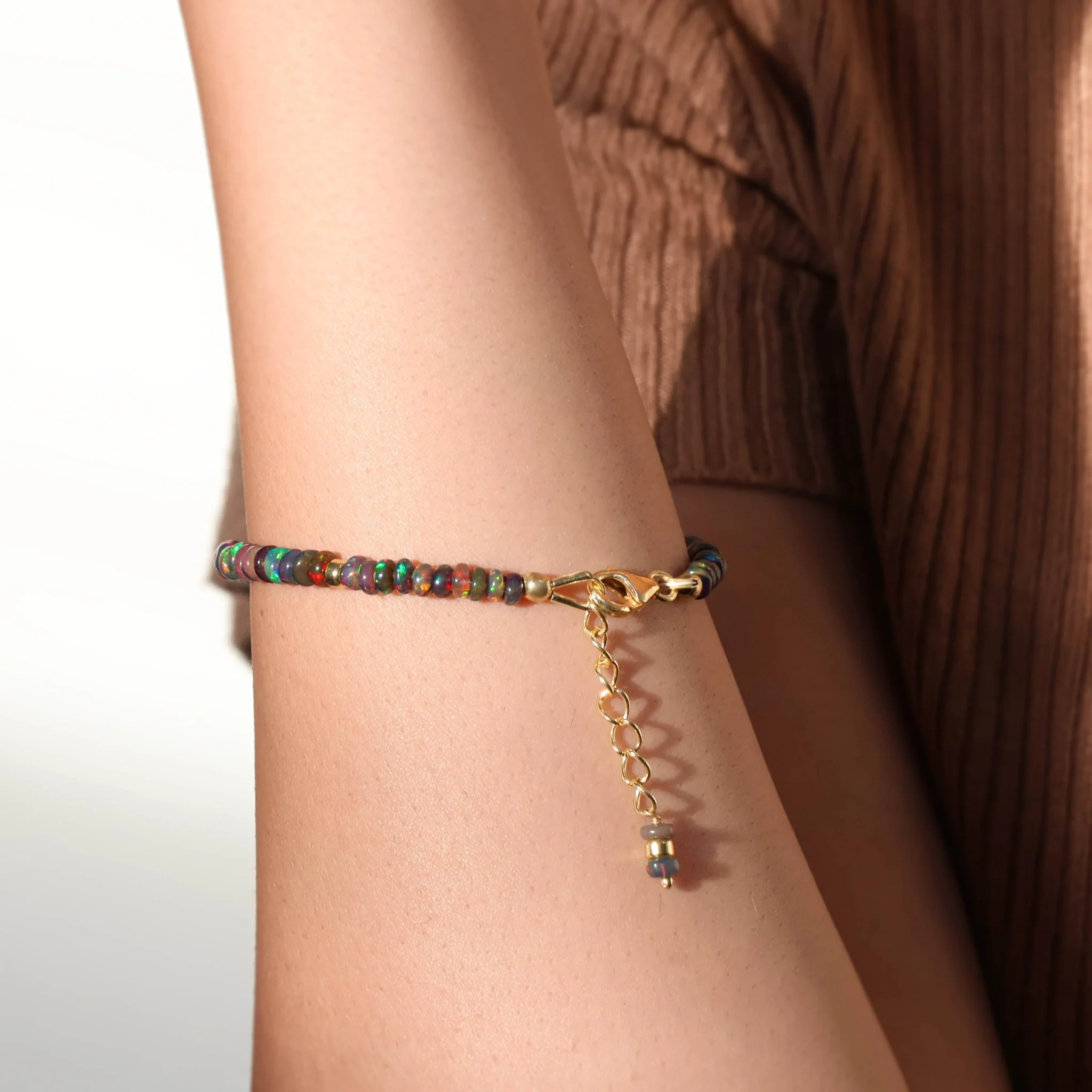 18K Gold Vermeil or 925 Sterling silver black opal bracelet - Image 4