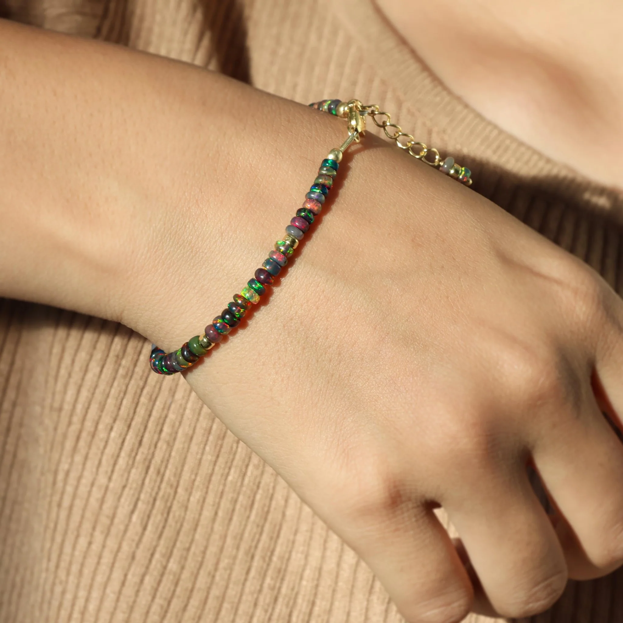 18K Gold Vermeil or 925 Sterling silver black opal bracelet - Image 5