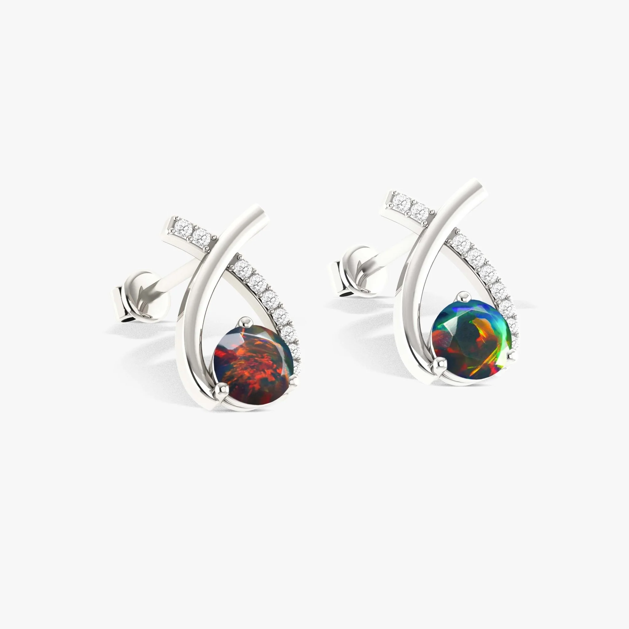 5MM Round Natural Black Opal Stud Earrings - Image 4