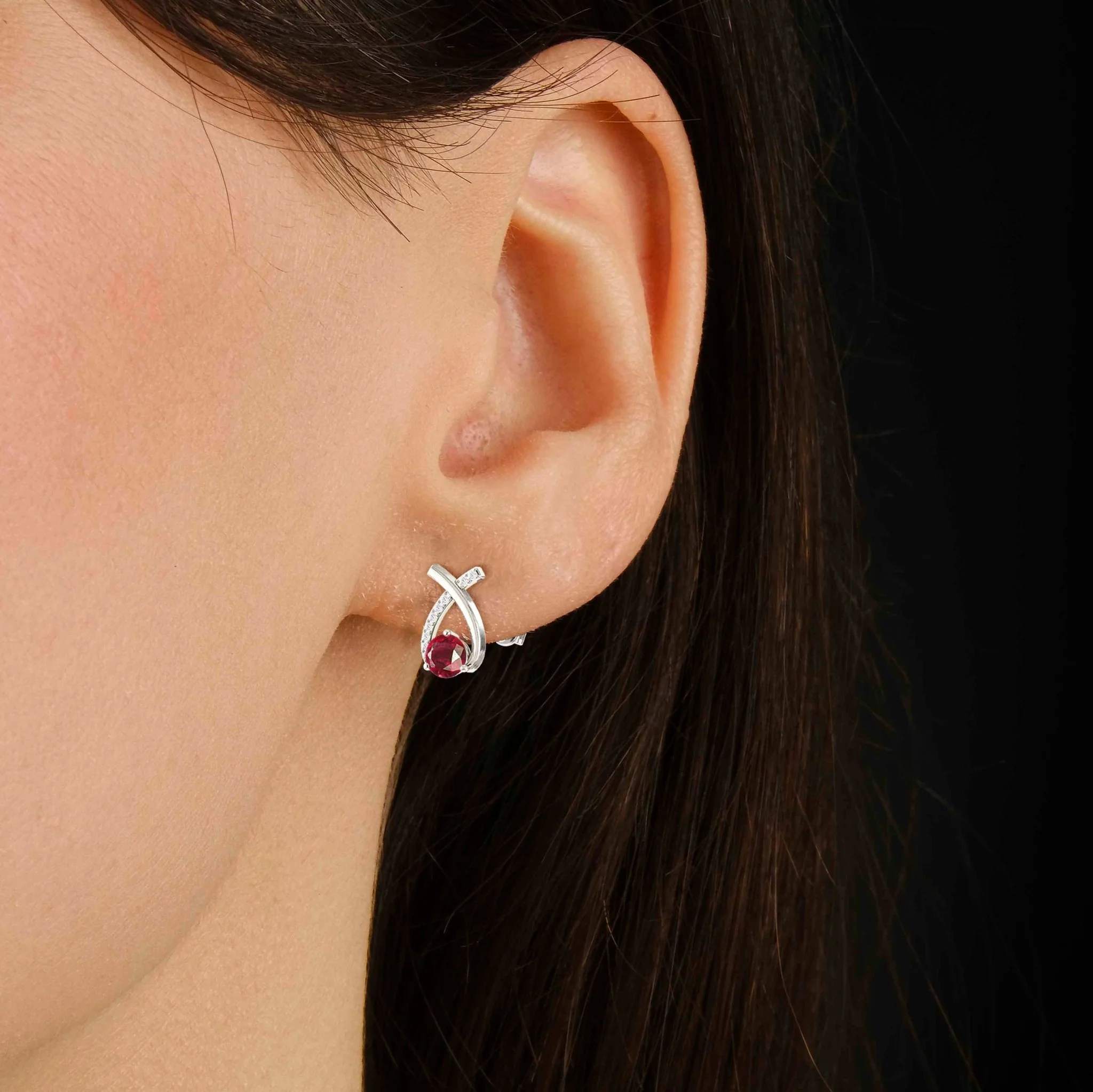 5MM Round Natural Ruby Opal Stud Earrings - Image 3