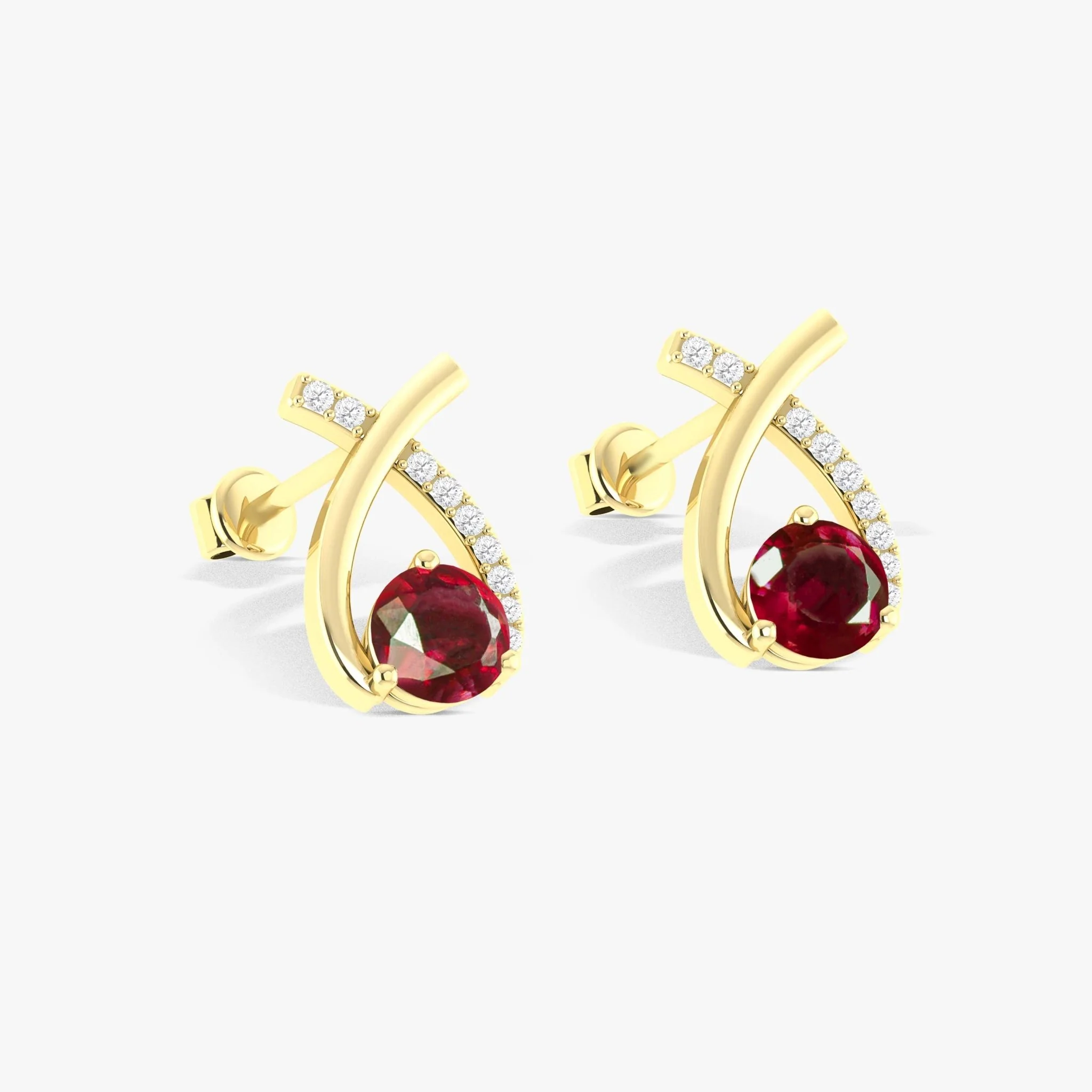 5MM Round Natural Ruby Opal Stud Earrings - Image 4