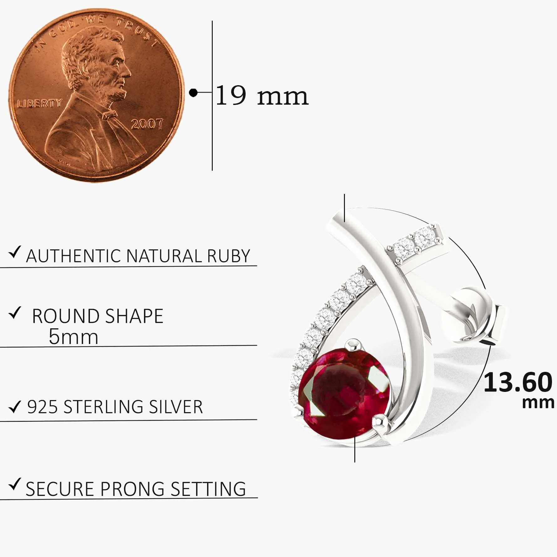 5MM Round Natural Ruby Opal Stud Earrings - Image 5