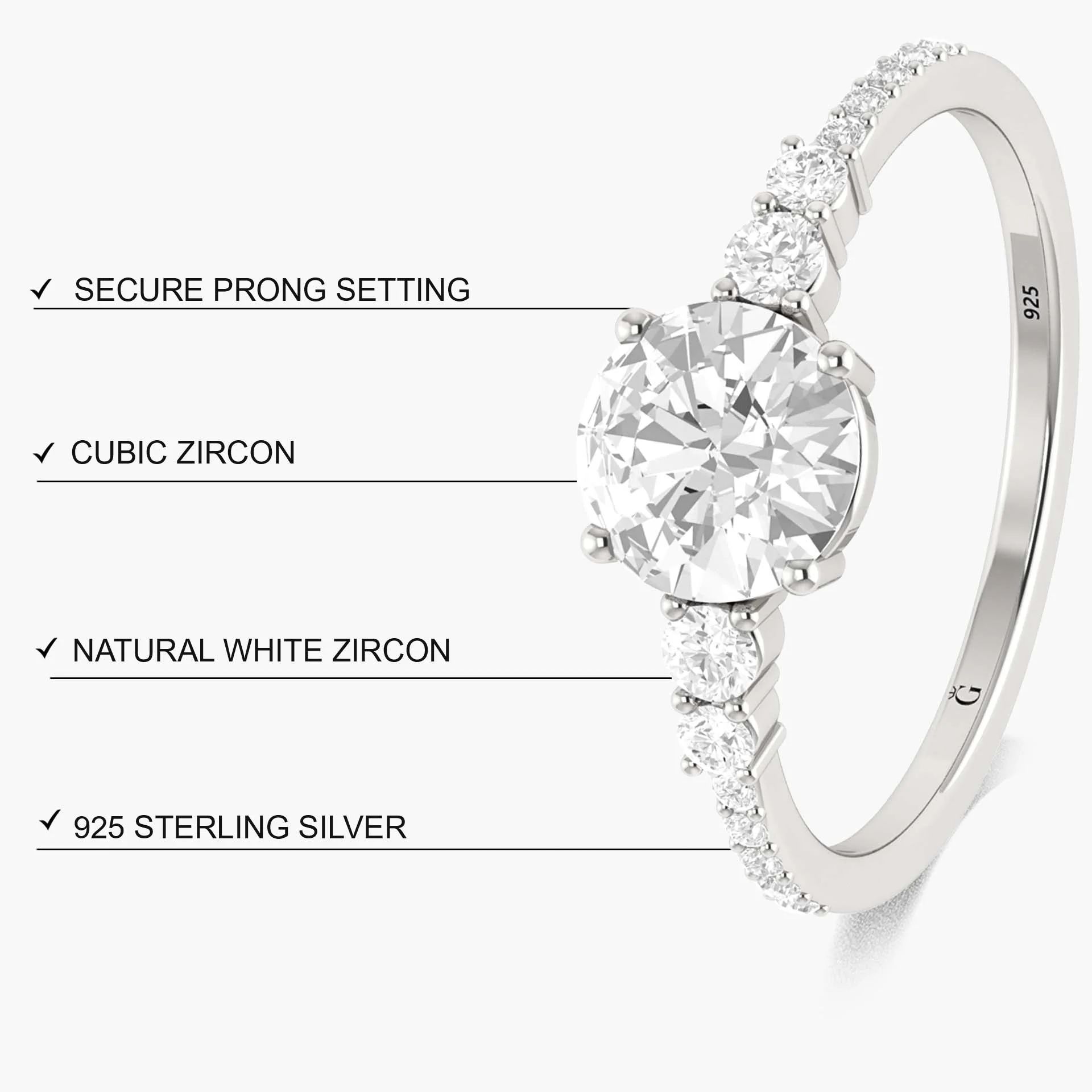 6 MM Vintage Round Cubic Zirconia Gold Vermeil or silver ring - Image 7