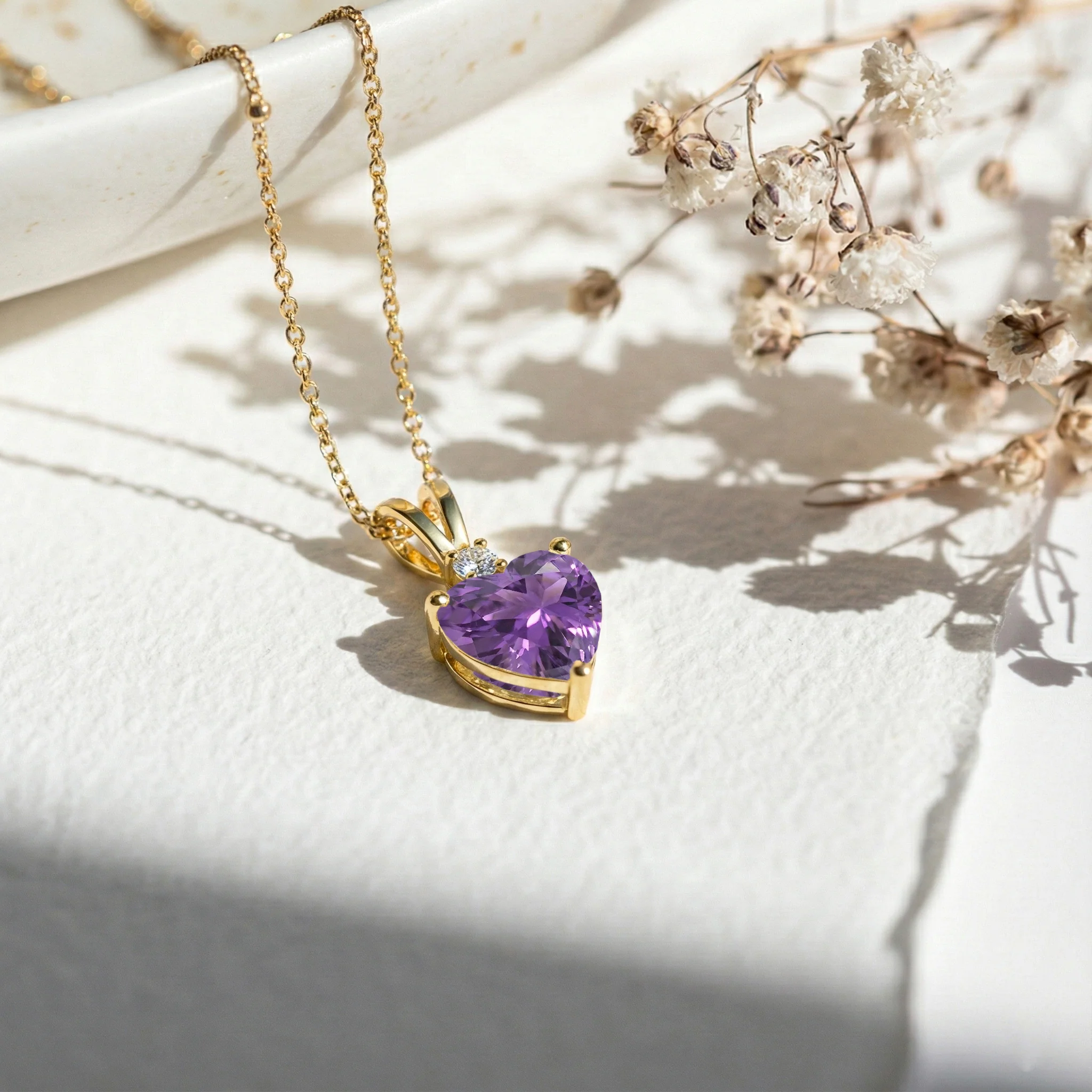 Amethyst Heart Pendant Necklace in 925 Sterling Silver 1.5ct - Image 11