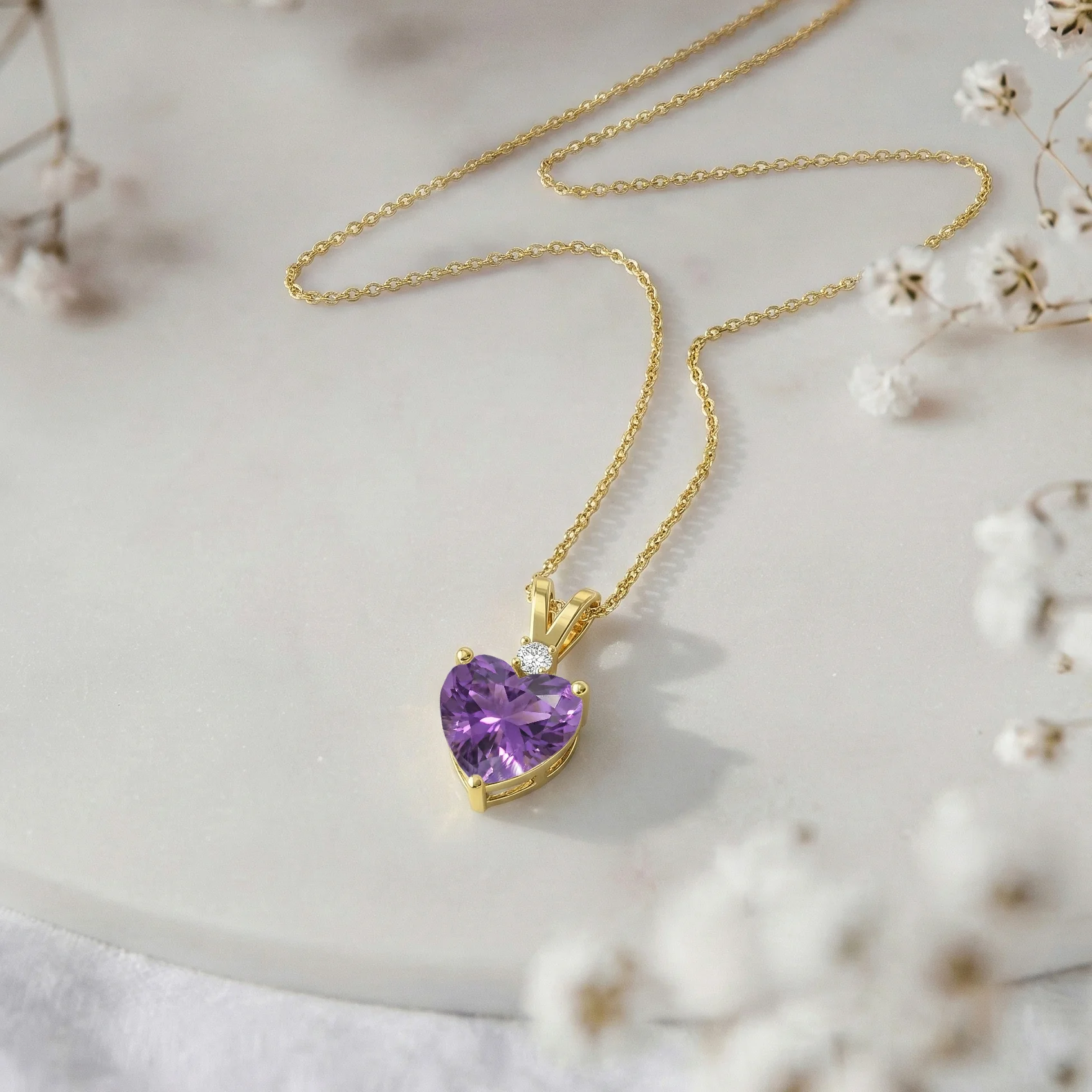 Amethyst Heart Pendant Necklace in 925 Sterling Silver 1.5ct - Image 9