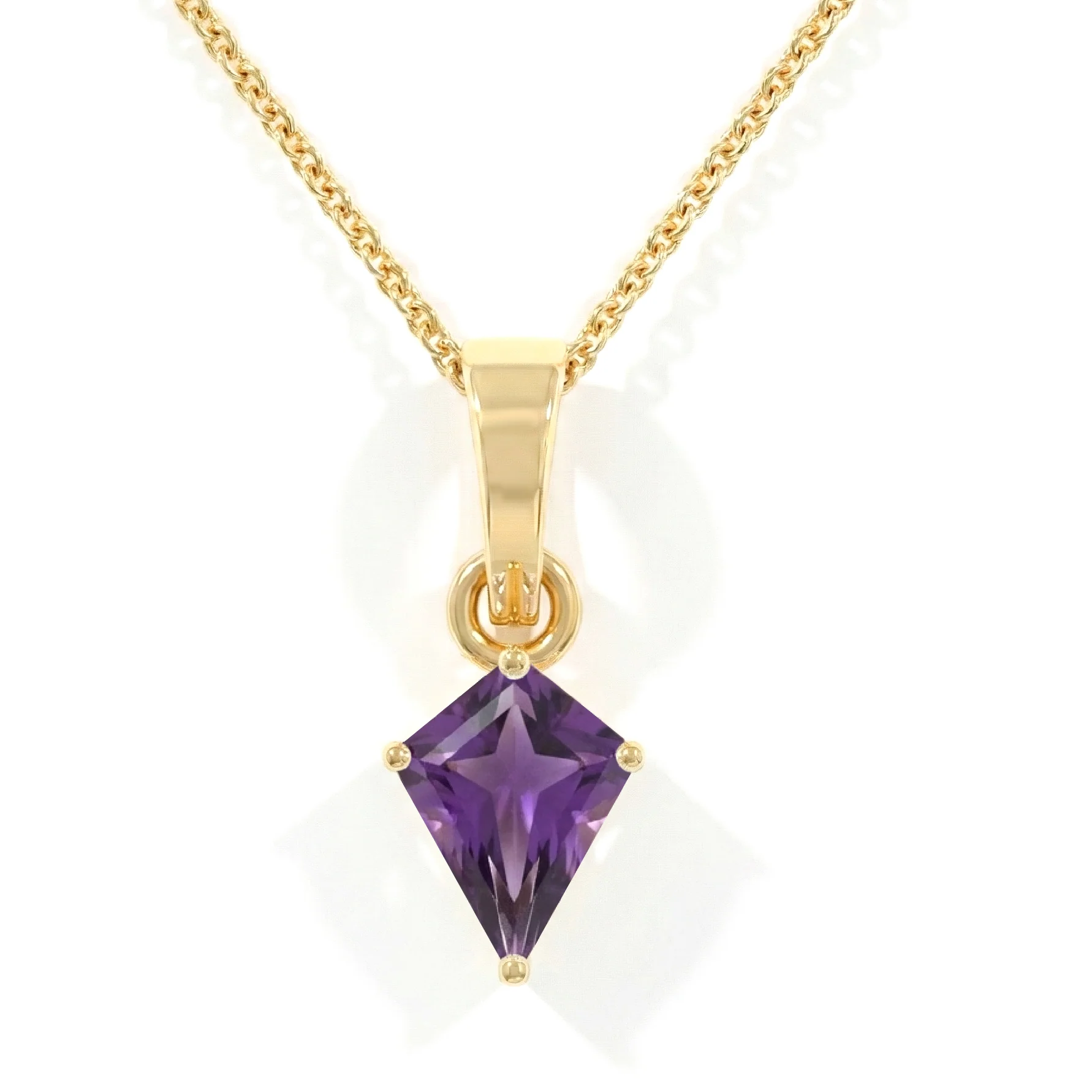 Amethyst Kite Solitaire Pendant Necklace in 925 Sterling Silver 1.4ct - Image 8