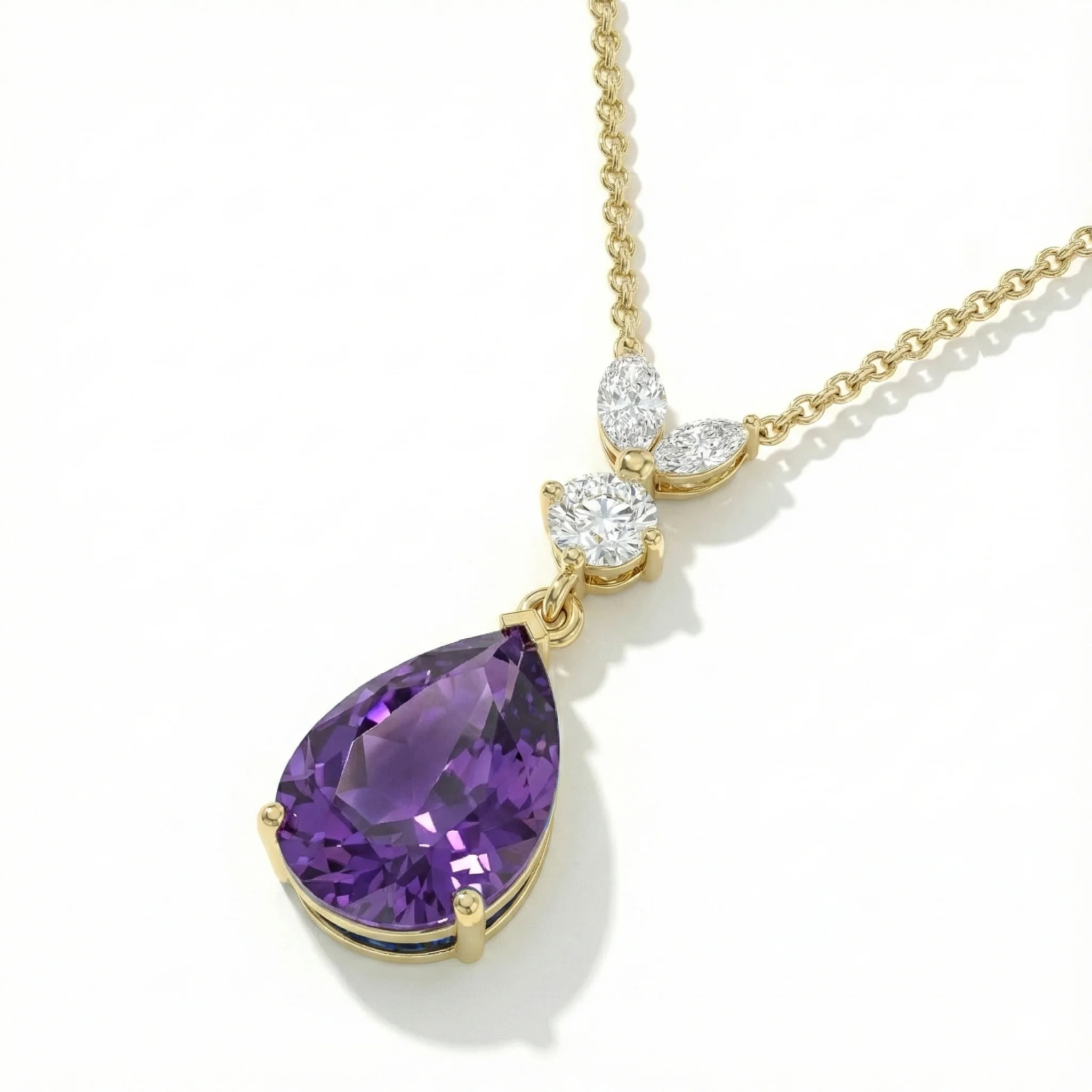 Amethyst Pear Teardrop Pendant Necklace in 925 Sterling Silver 1.7ct - Image 13