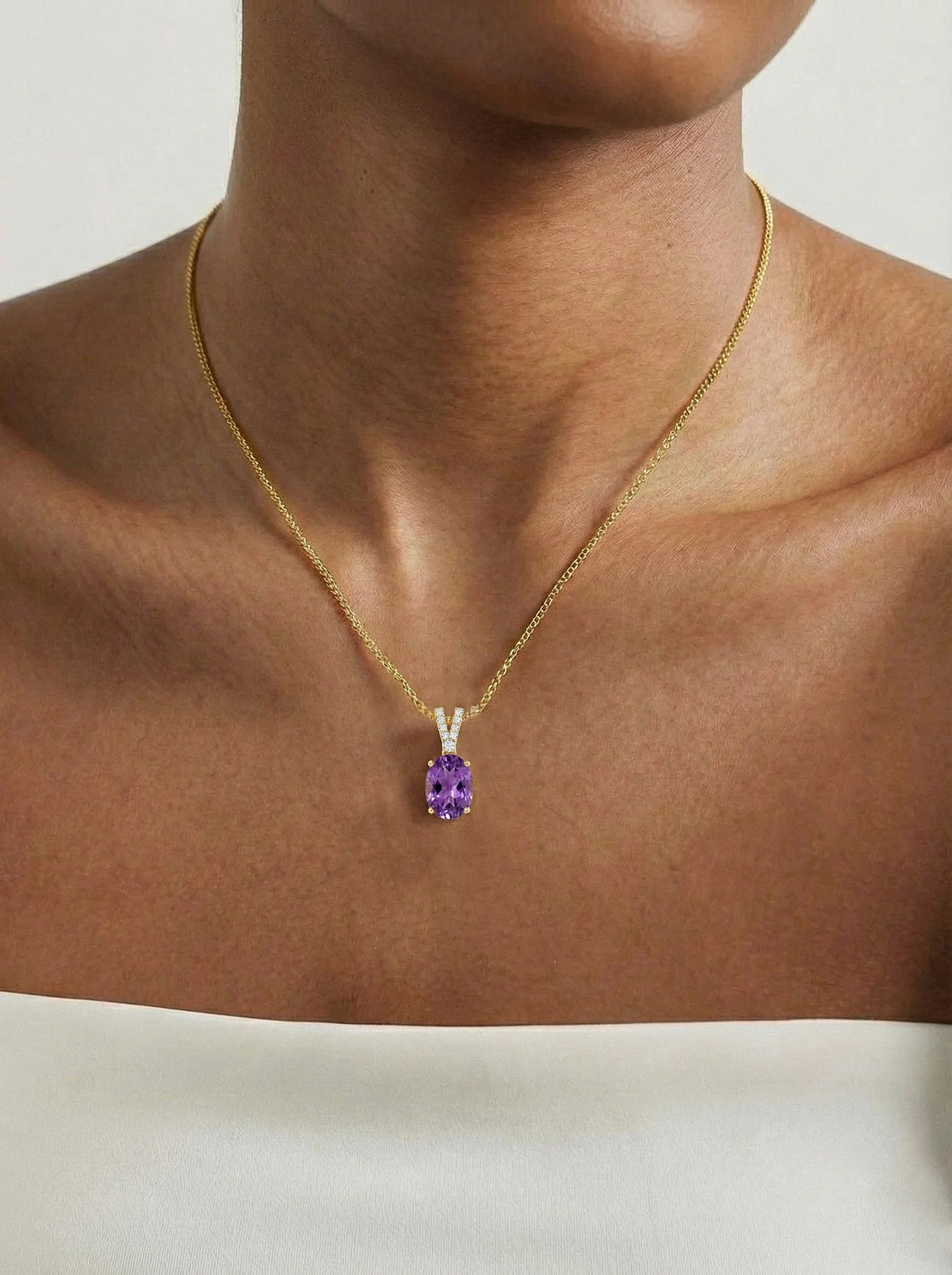 Amethyst Solitaire Pendant Necklace in 925 Sterling Silver 1.2ct - Image 12