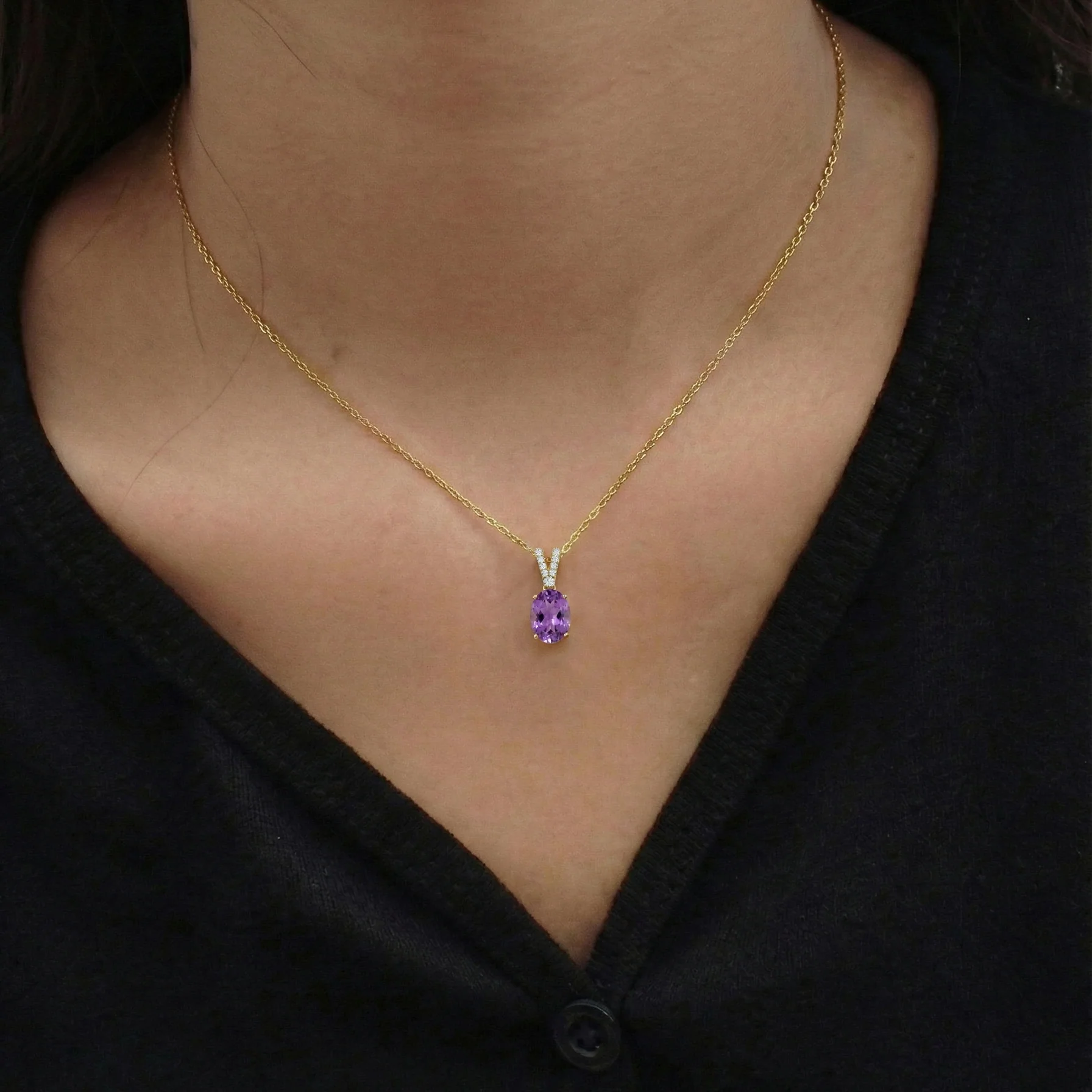 Amethyst Solitaire Pendant Necklace in 925 Sterling Silver 1.2ct - Image 13