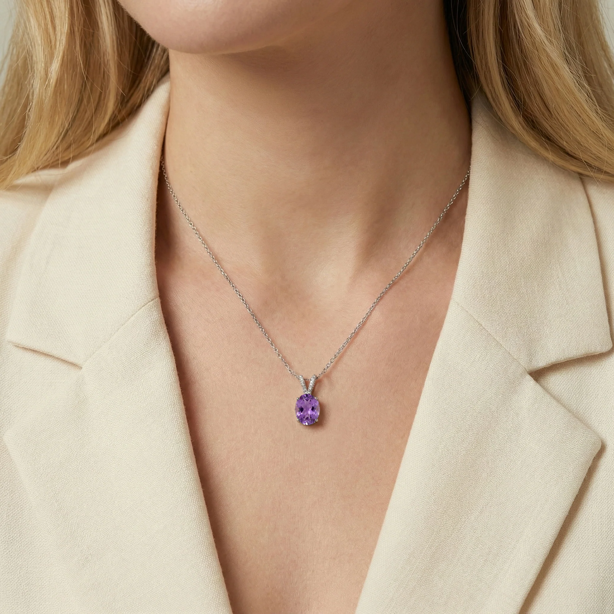 Amethyst Solitaire Pendant Necklace in 925 Sterling Silver 1.2ct - Image 7