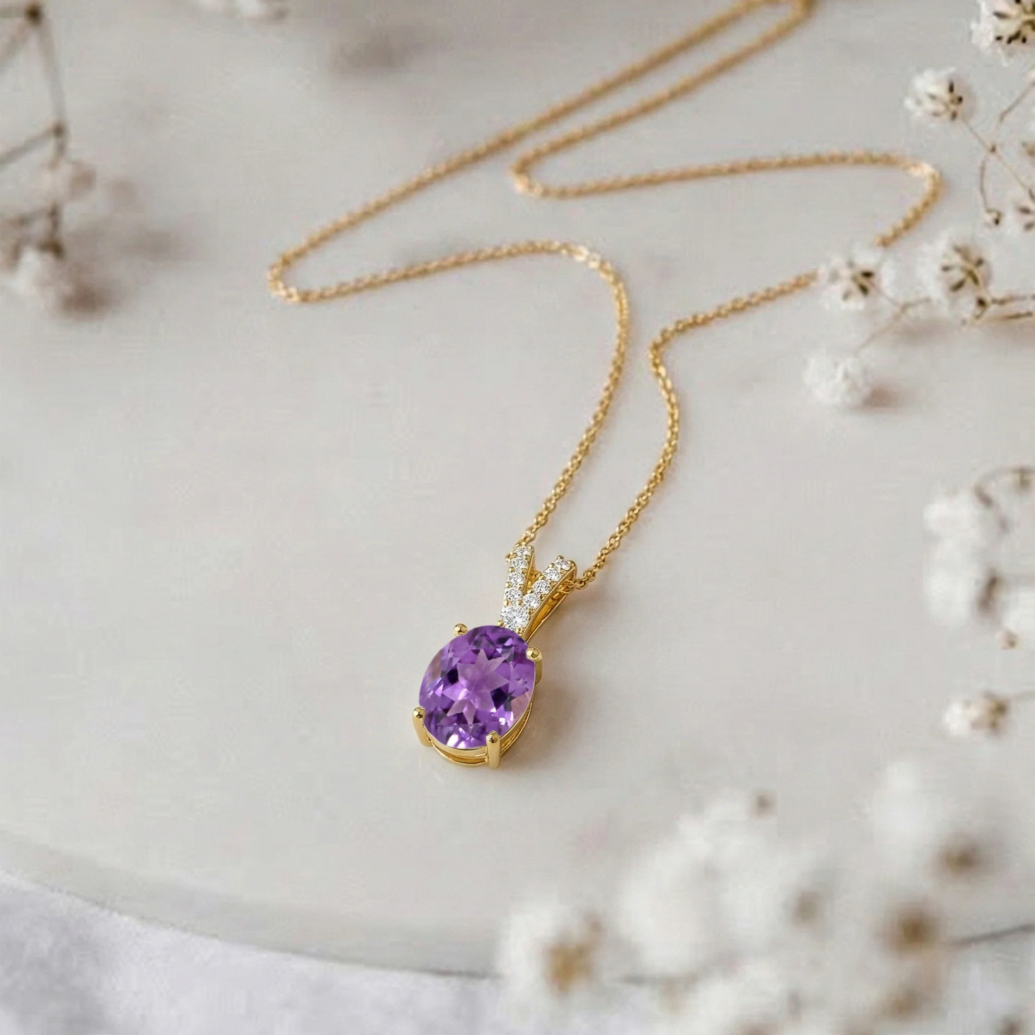 Amethyst Solitaire Pendant Necklace in 925 Sterling Silver 1.2ct - Image 9