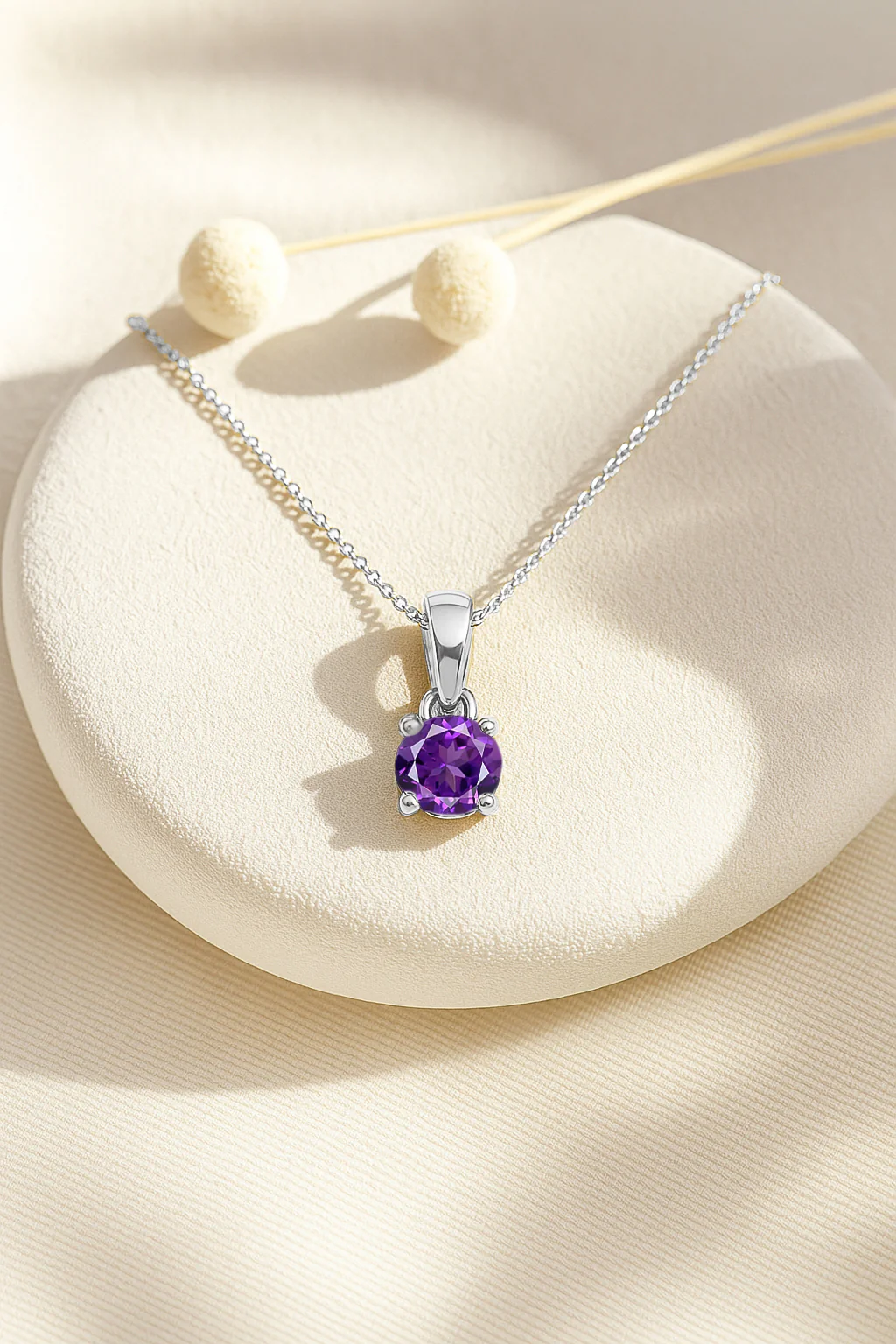 Amethyst Teardrop Pendant Necklace in 925 Sterling Silver 7mm 1.5ct - Image 5