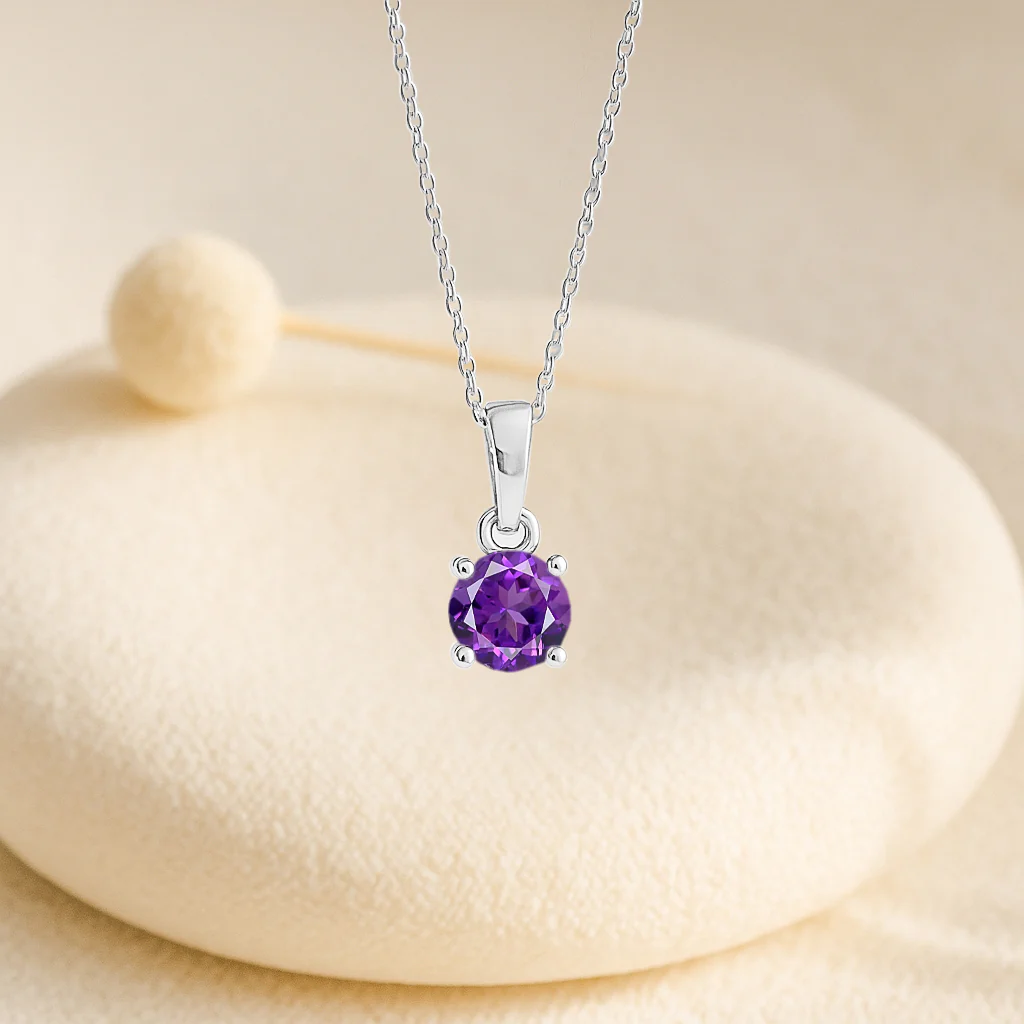 Amethyst Teardrop Pendant Necklace in 925 Sterling Silver 7mm 1.5ct - Image 6