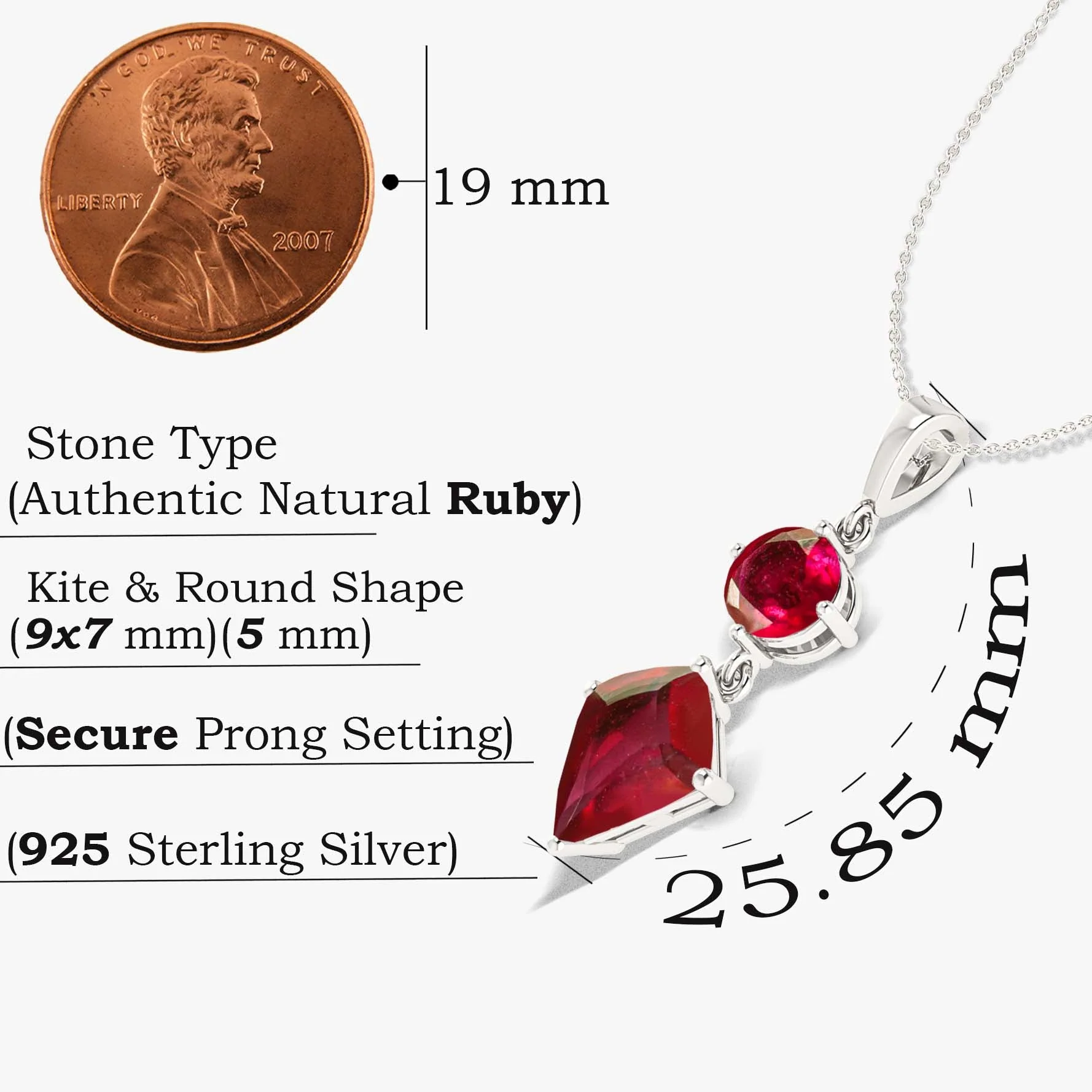 Authentic Natural Red Rose Beautiful kite ruby pendant Necklace - Image 8