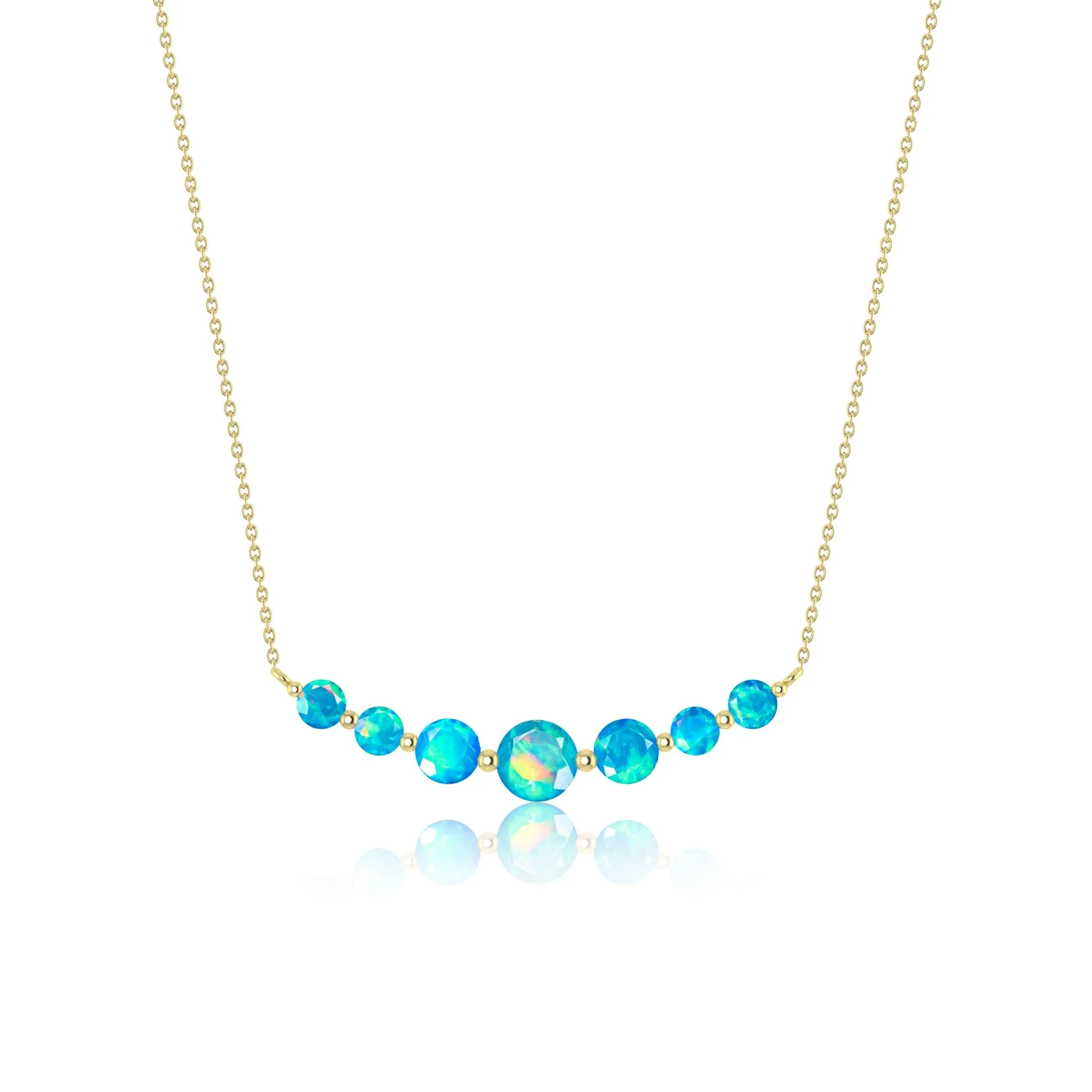 Round Fire Opal Bar Pendant for Women - Image 12