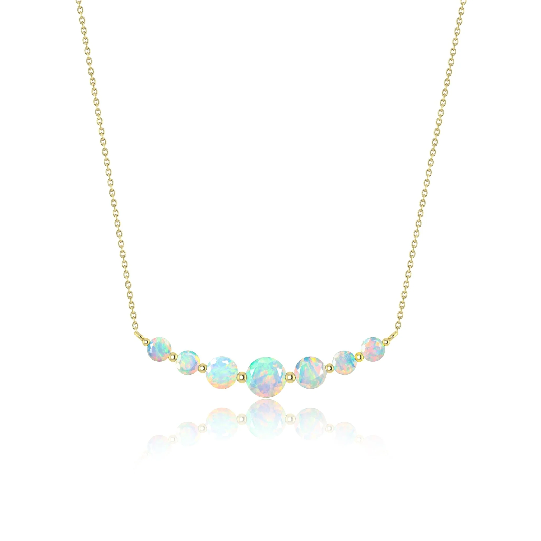 Round Fire Opal Bar Pendant for Women - Image 5