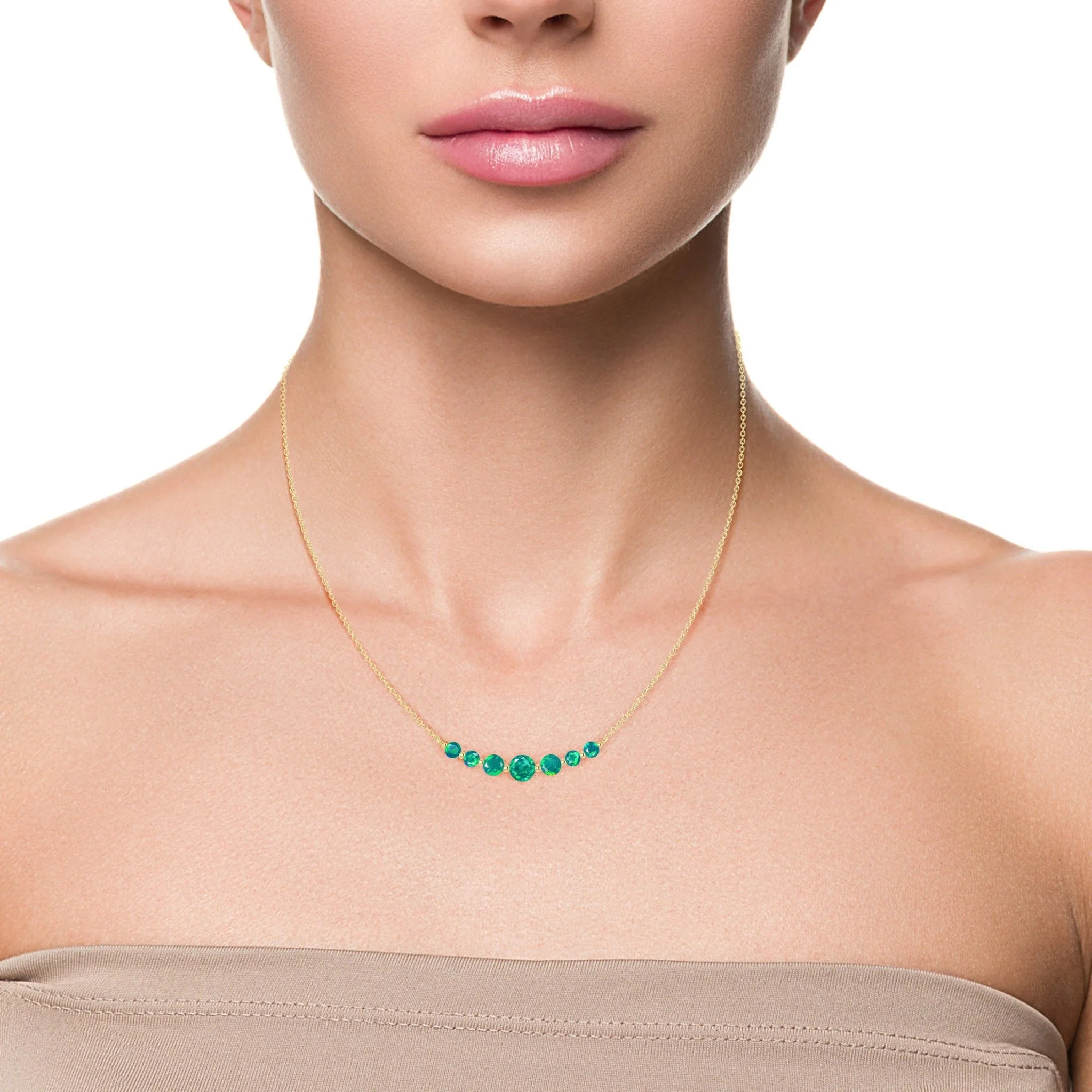 Round Fire Opal Bar Pendant for Women - Image 9