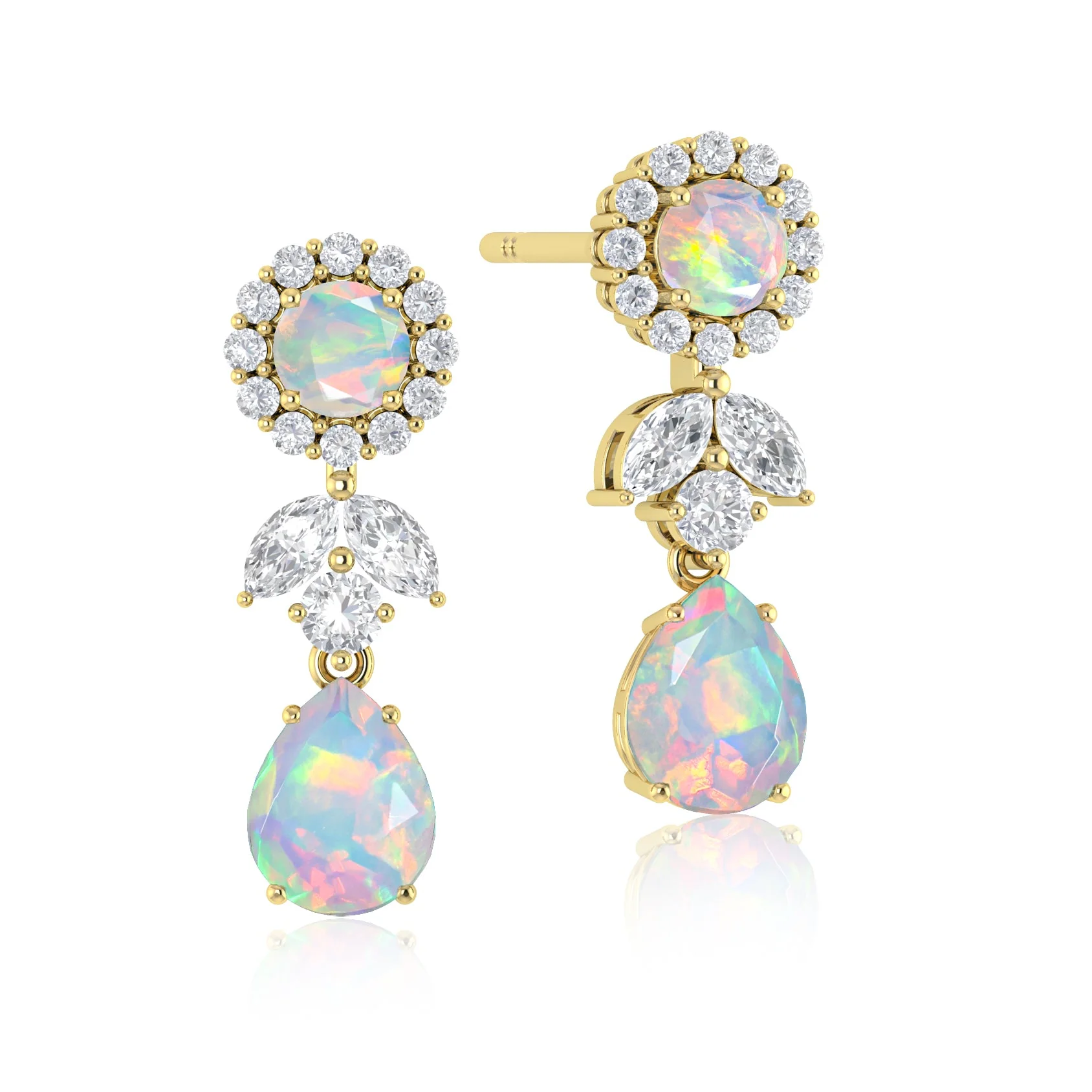 Black Fire Dual Opal Drop and Stud Earring - Image 5