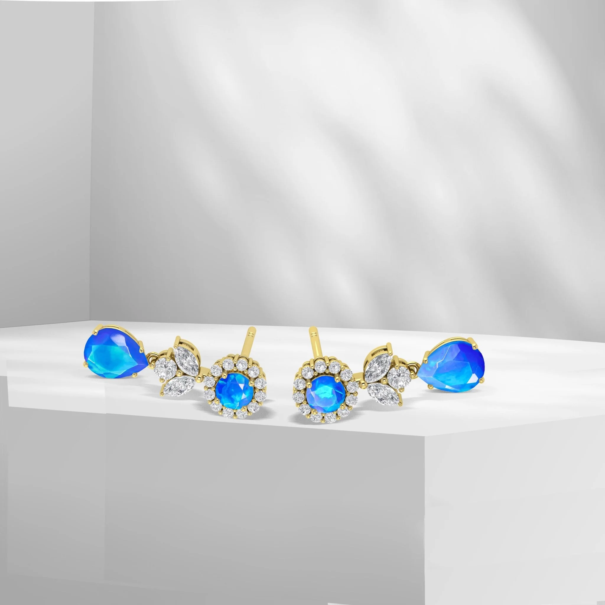 Black Fire Dual Opal Drop and Stud Earring - Image 6