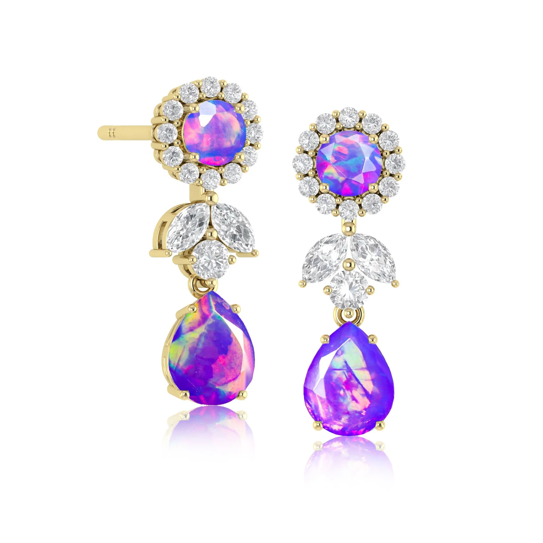 Black Fire Dual Opal Drop and Stud Earring - Image 9