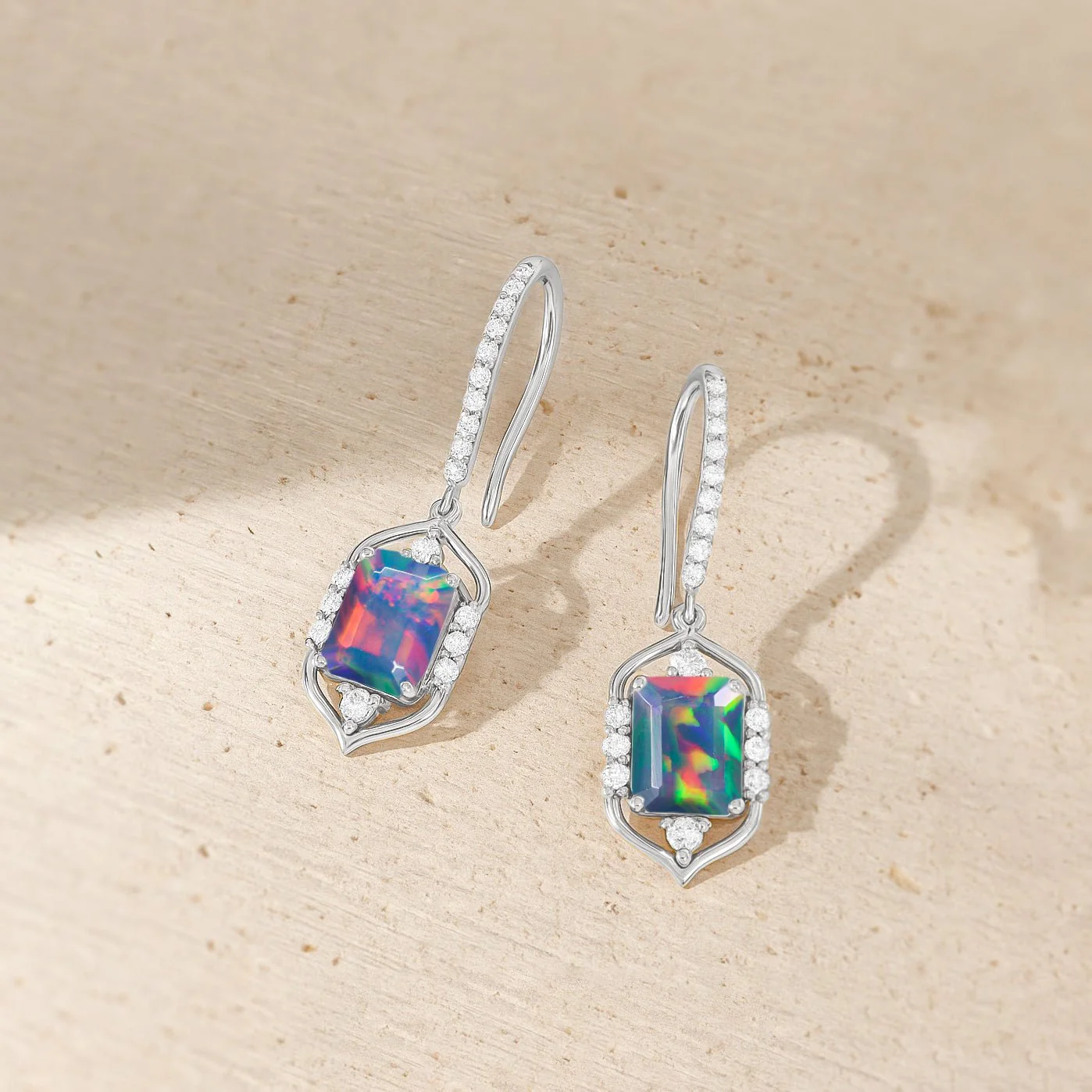 Black Opal Drop Earrings with Sterling Silver - Image 5