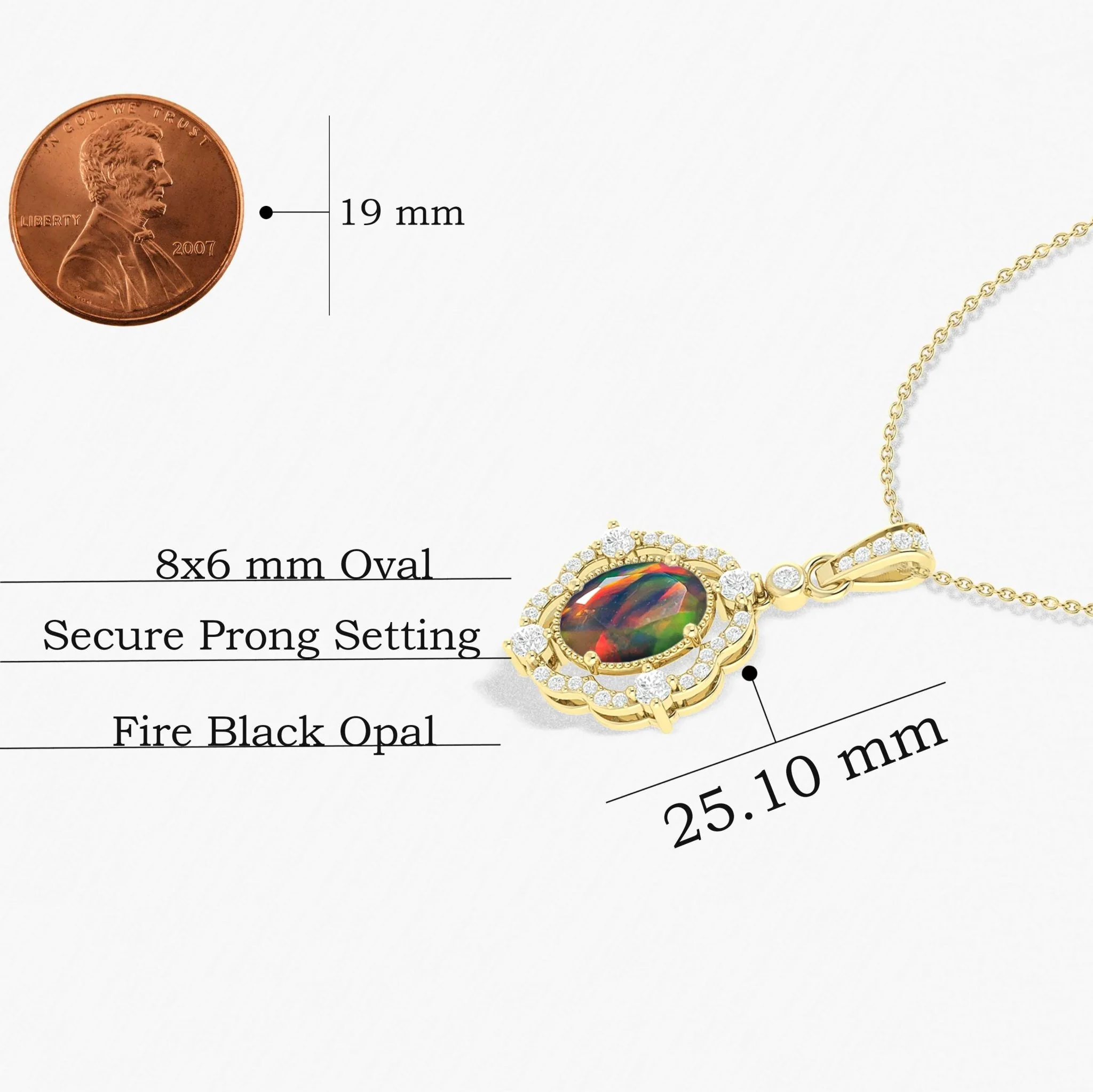 Black Opal Gemstone Charm Pendant - Image 3