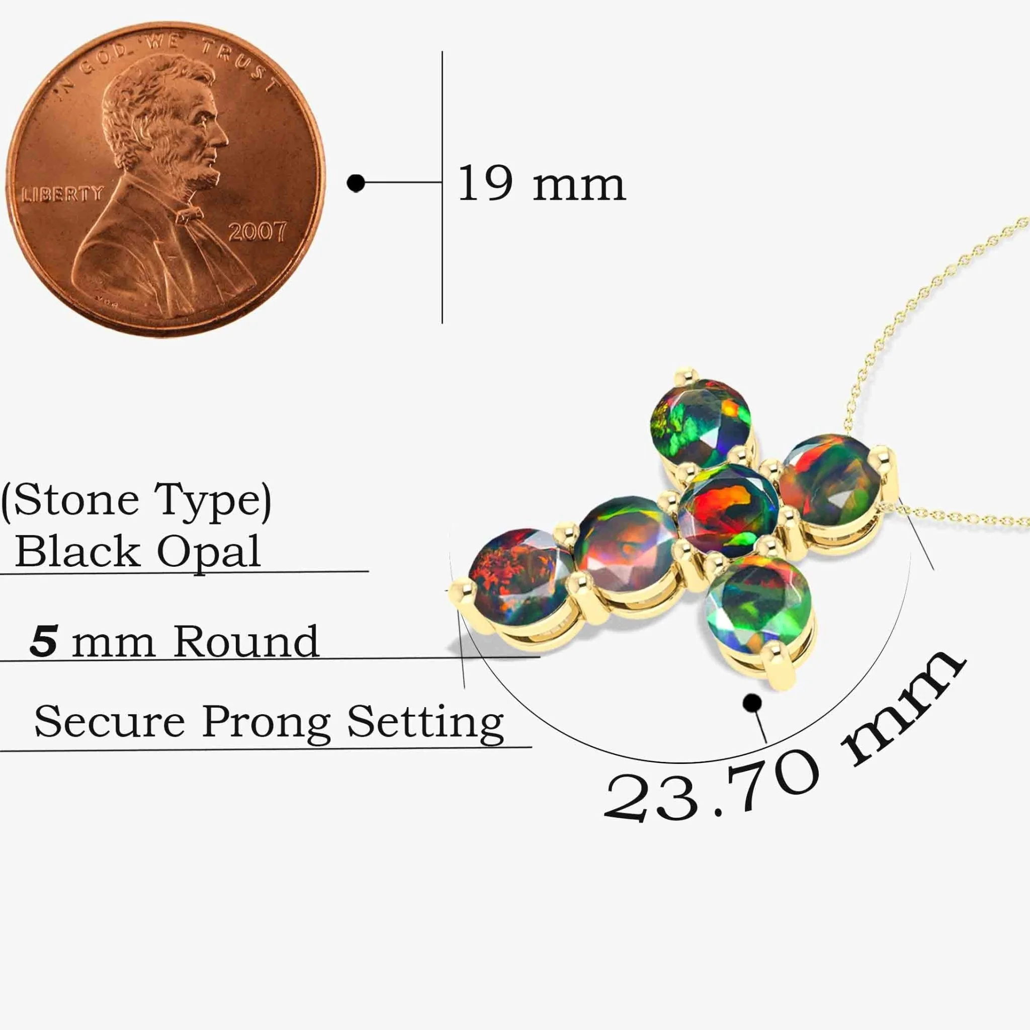 Black Opal Gemstone Cross Pendant - Image 3