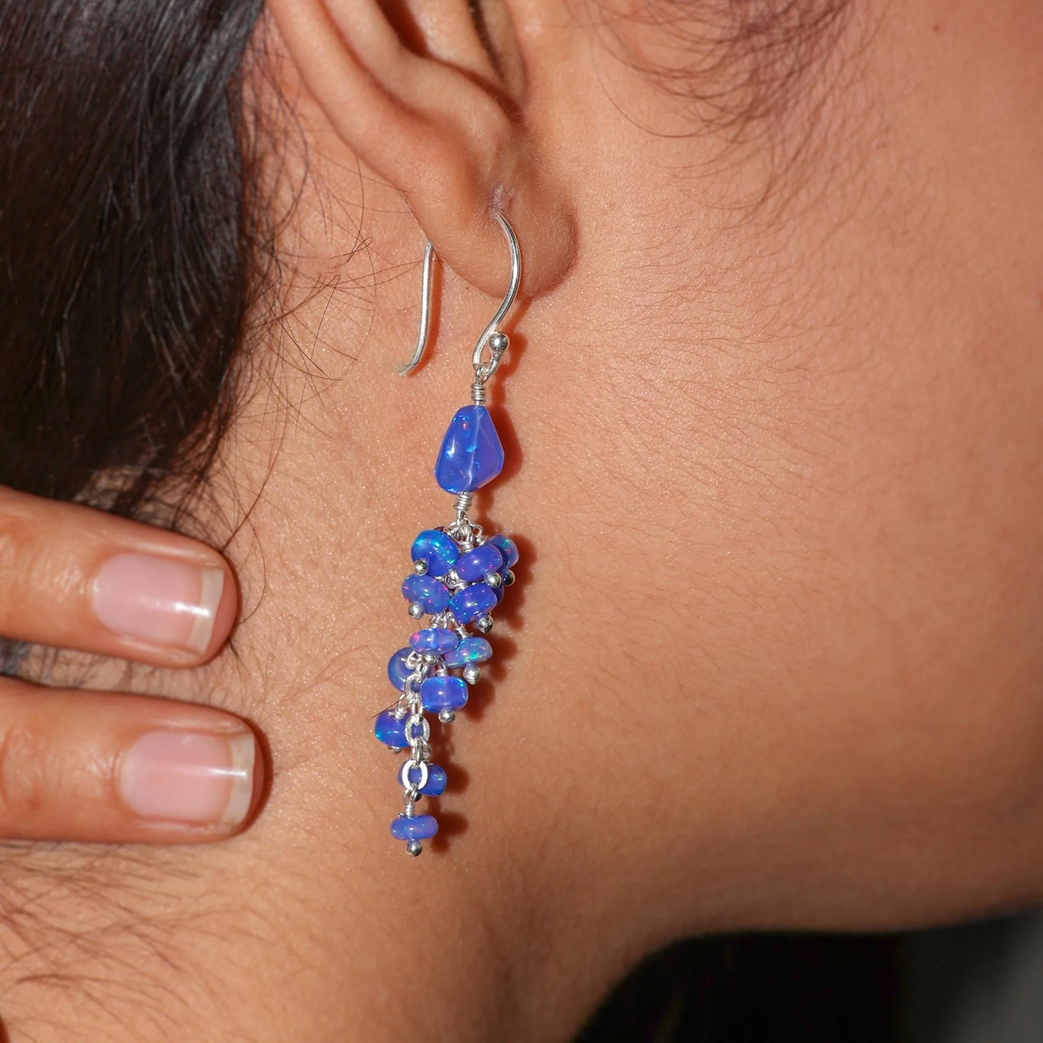 Black Opal Handmade Drop and Dangle Earring - Image 10