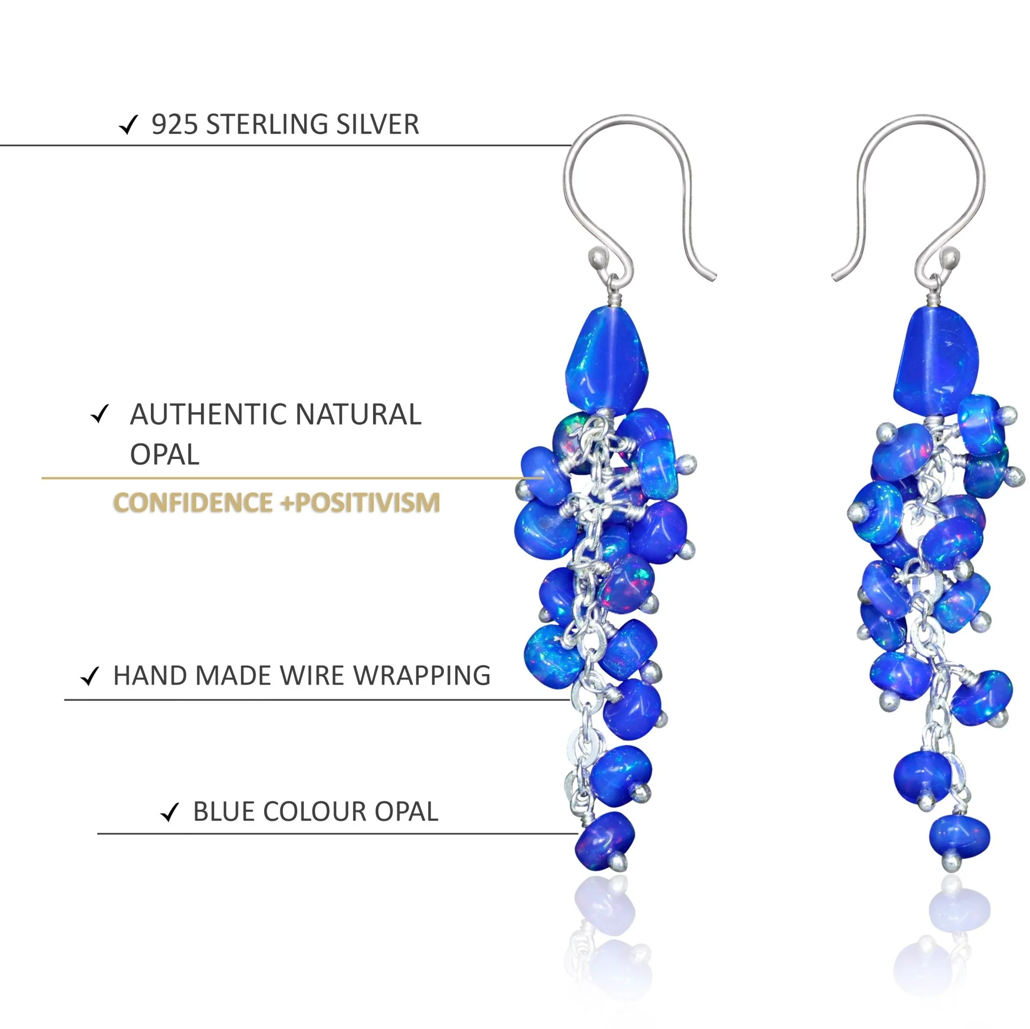 Black Opal Handmade Drop and Dangle Earring - Image 12