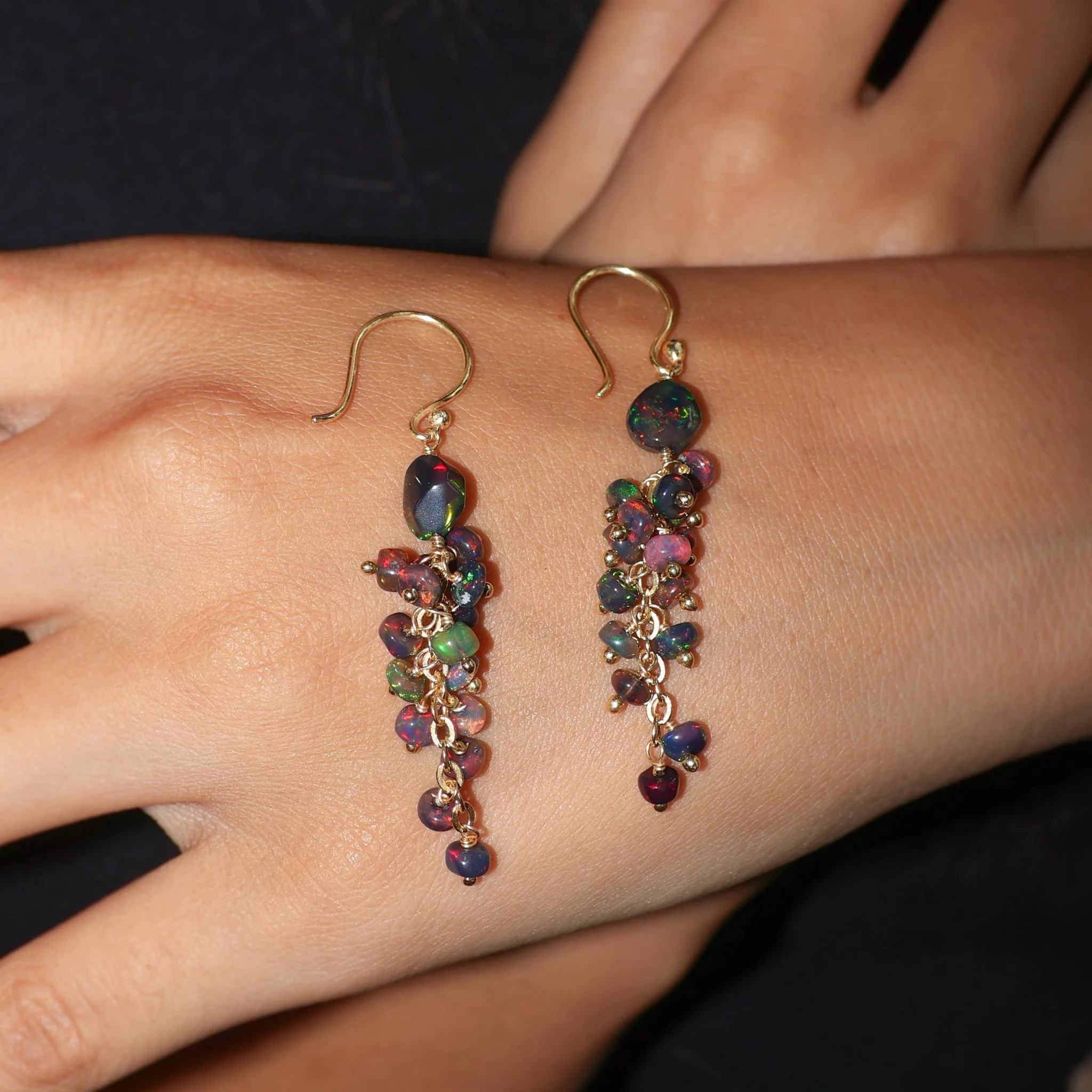 Black Opal Handmade Drop and Dangle Earring - Image 3