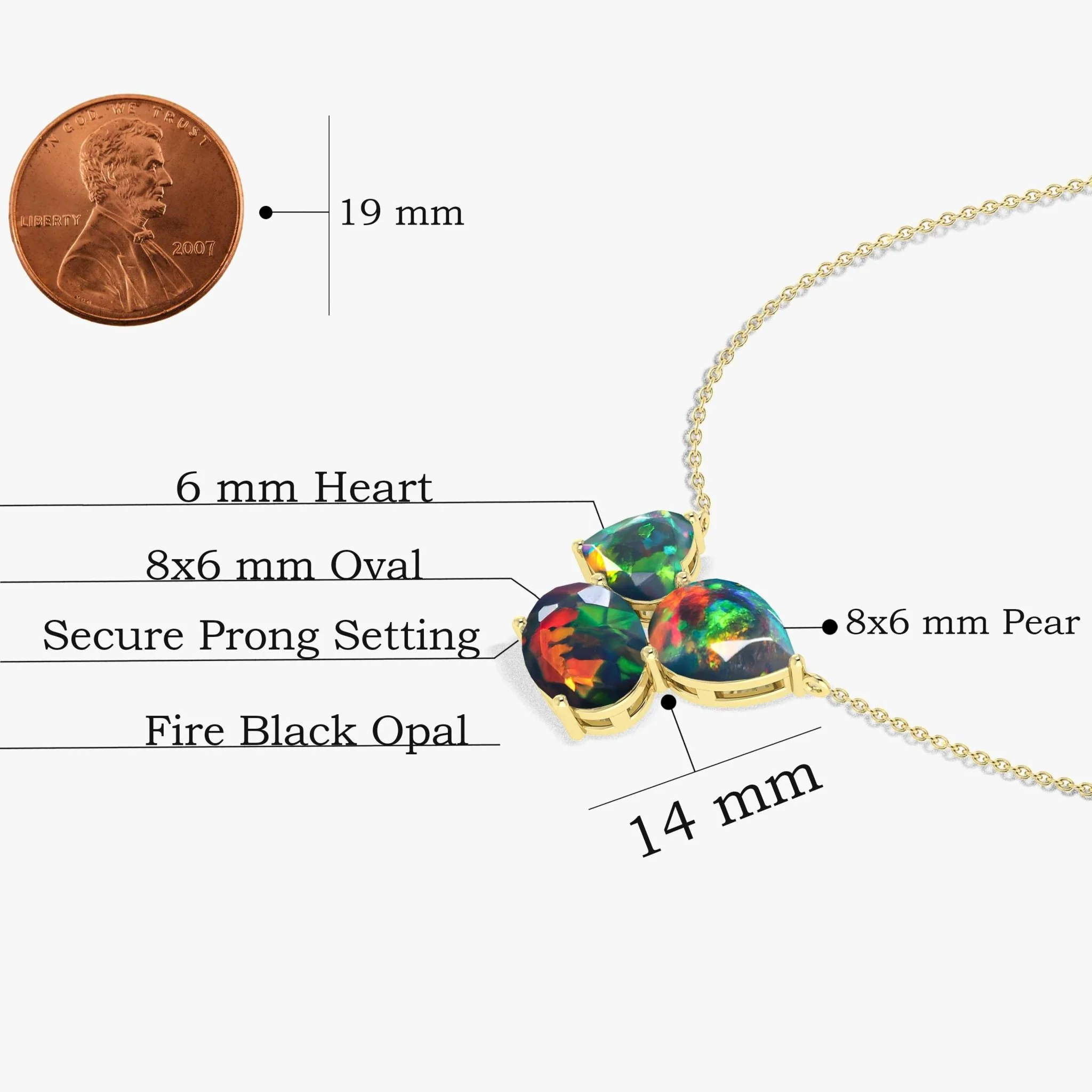 Black Opal Three Stone Pendant Jewelry - Image 3