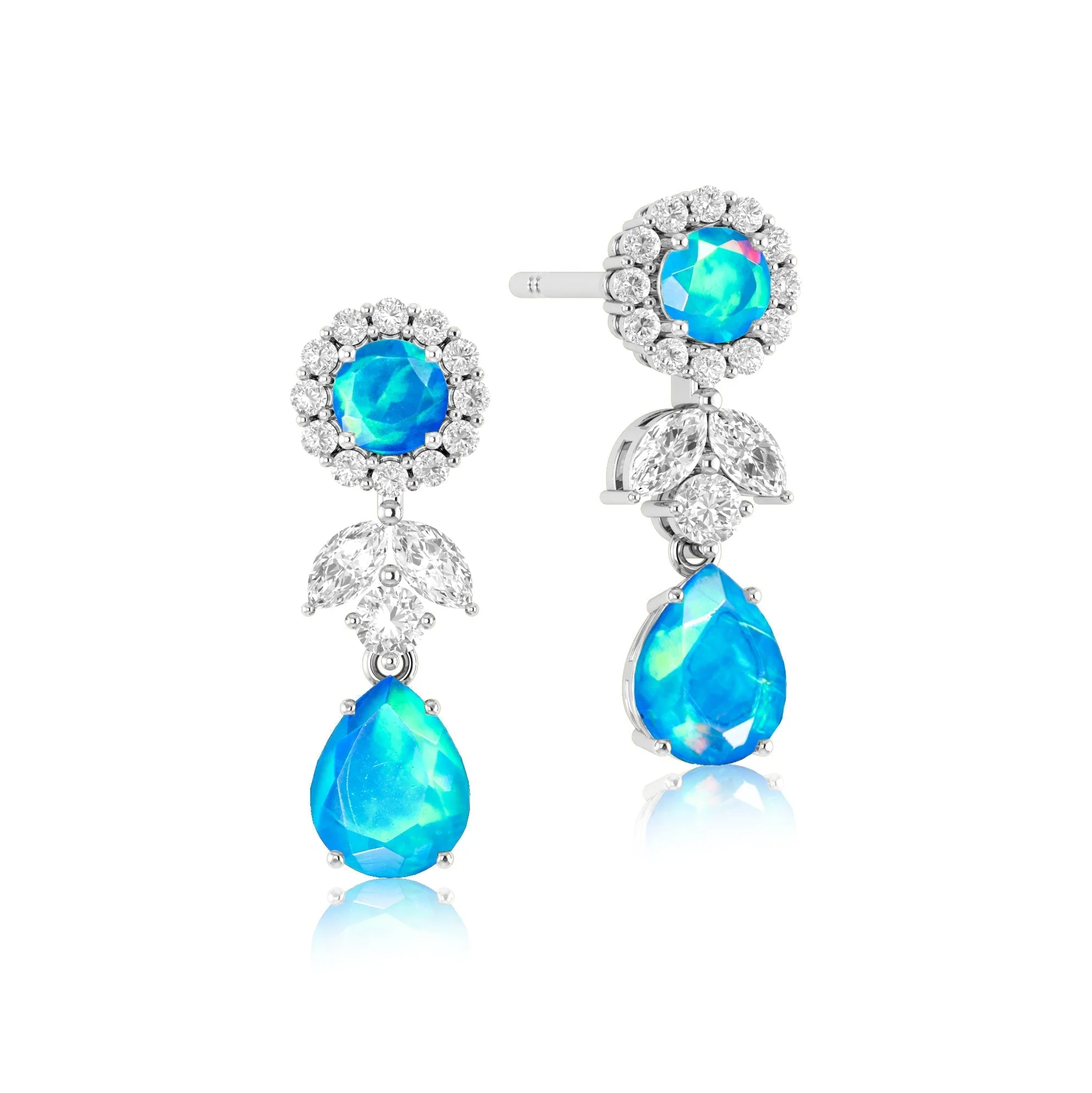 Blue Fire Dual Opal Drop and Stud Earring - Image 10