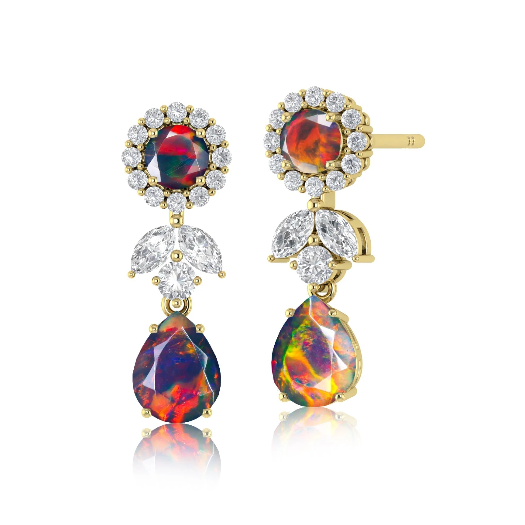 Blue Fire Dual Opal Drop and Stud Earring - Image 5
