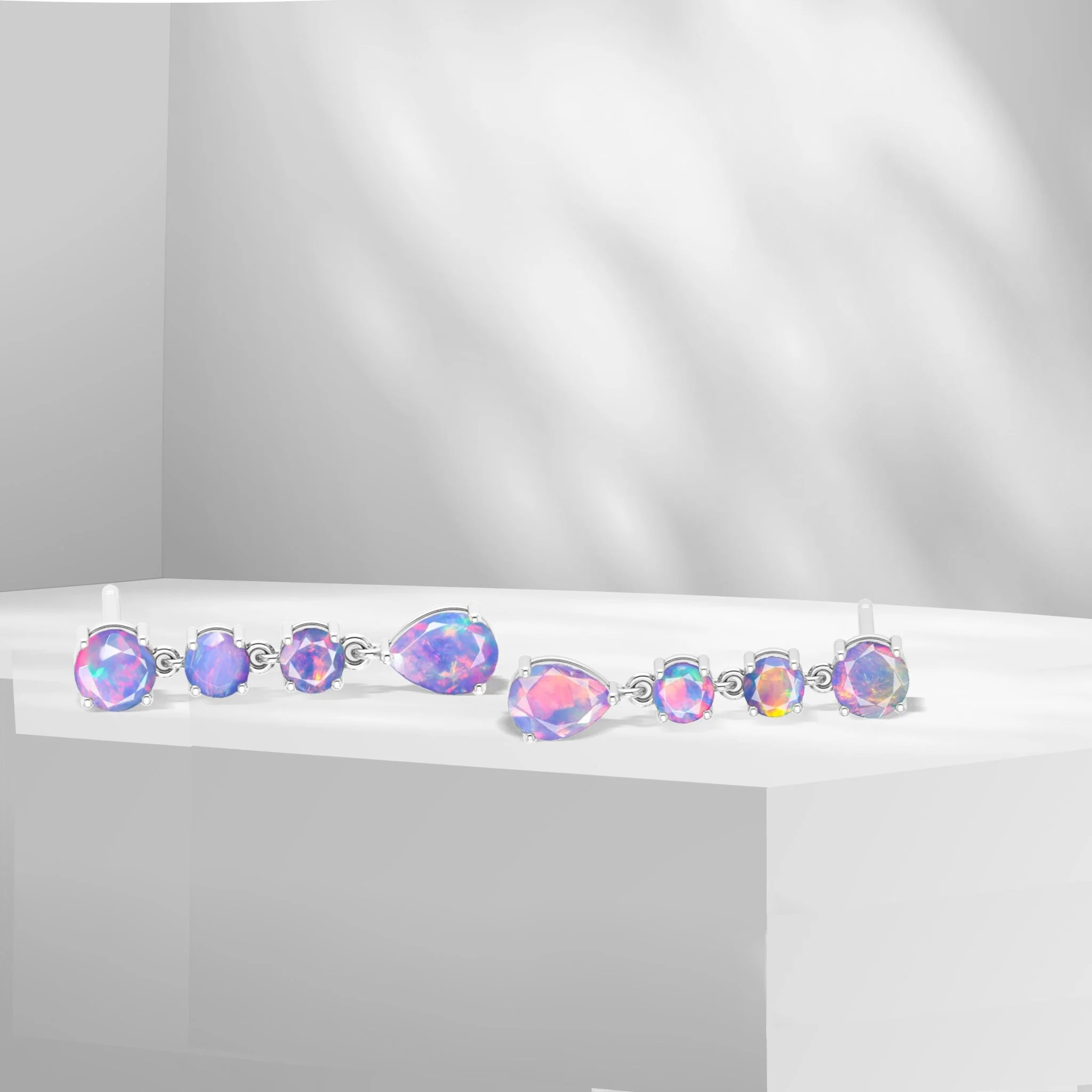 Blue Fire Opal Stone Stud Earring - Image 3