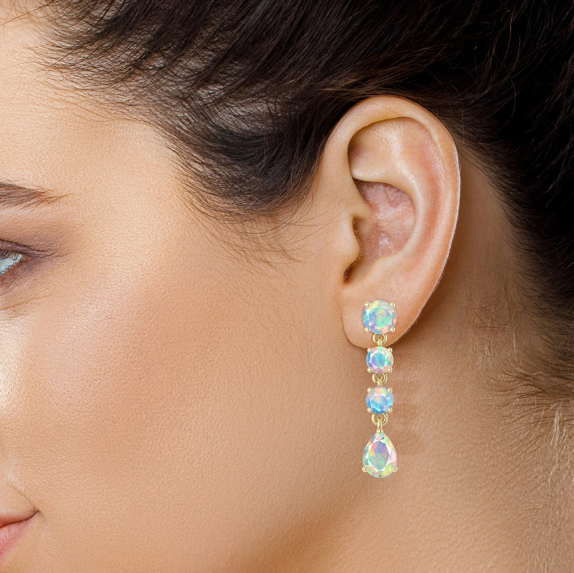 Blue Fire Opal Stone Stud Earring - Image 6