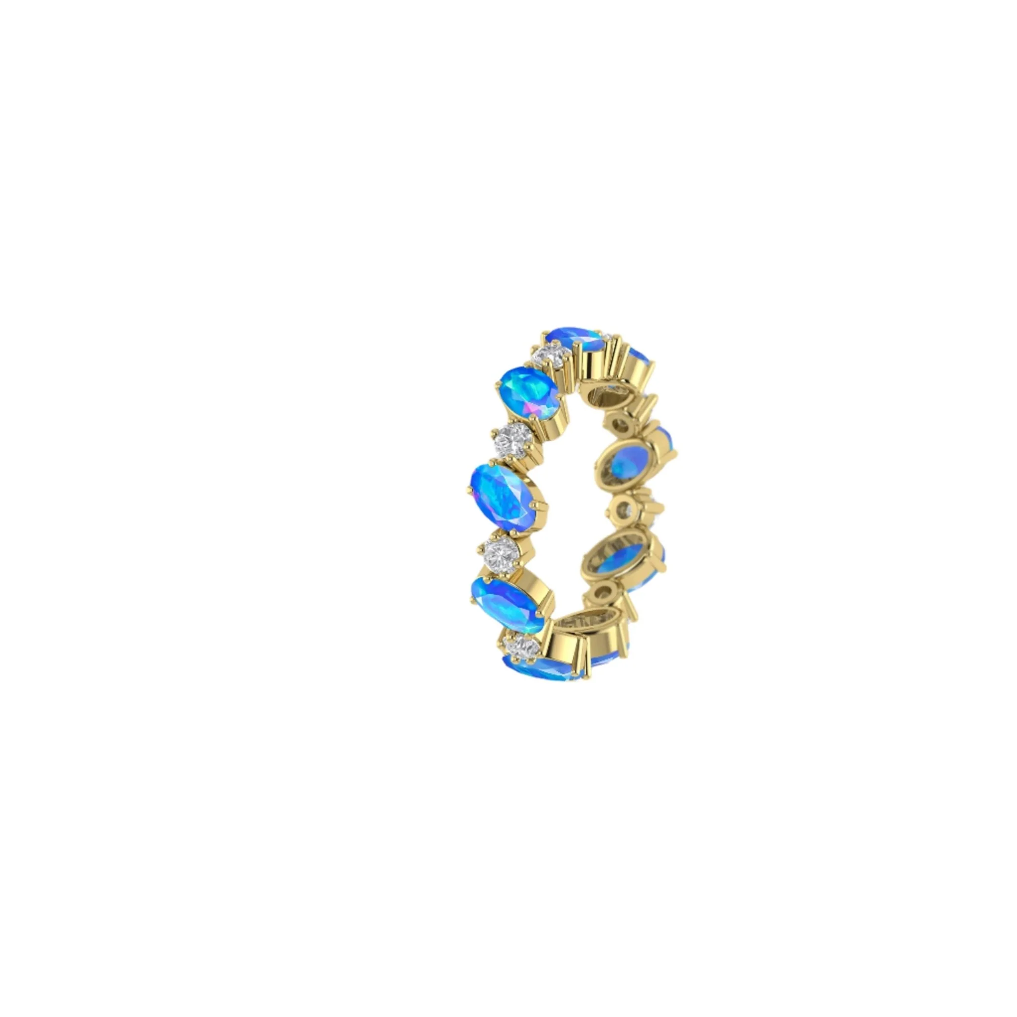 Blue Fire Oval Faceted Opal Ring for Women - Image 3