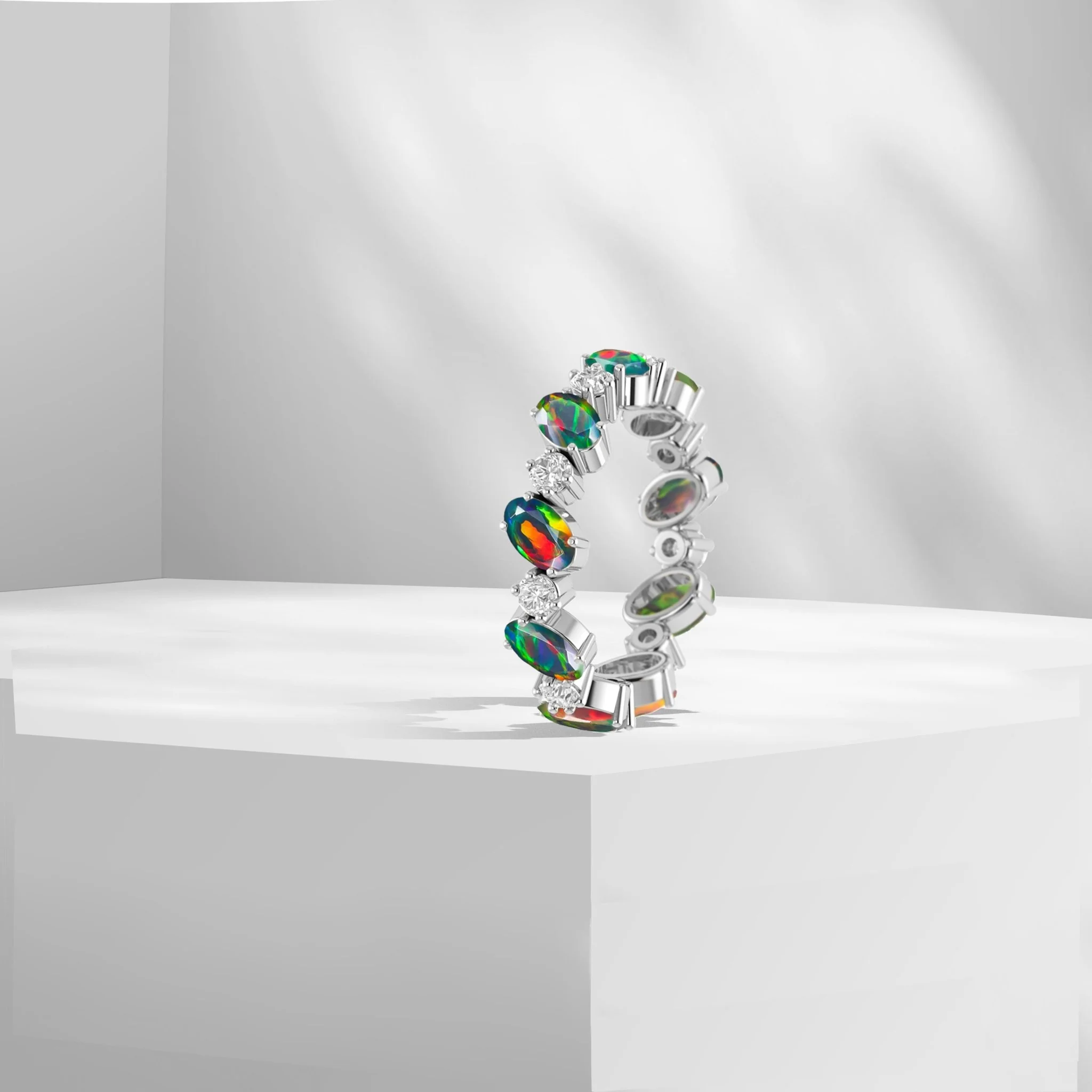 Blue Fire Oval Faceted Opal Ring for Women - Image 8