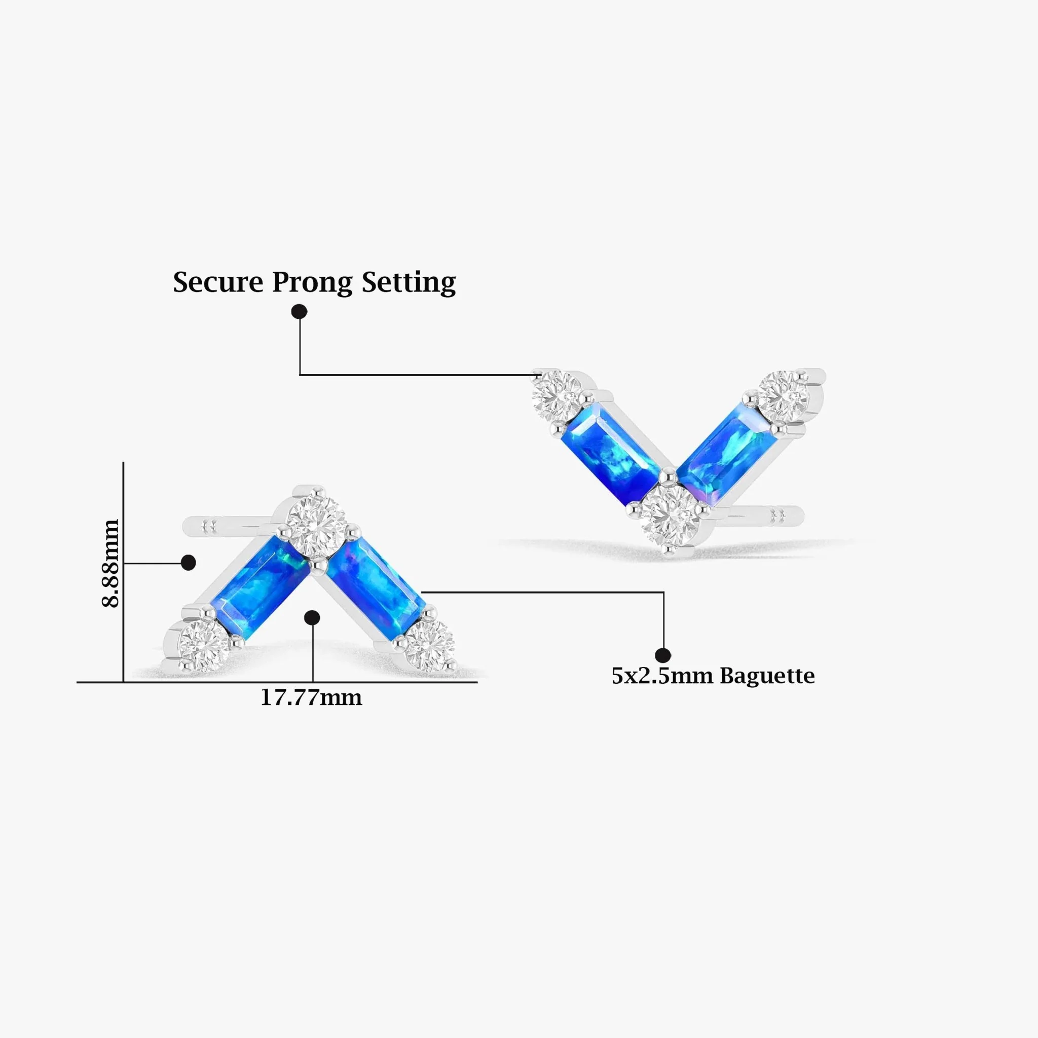 Blue Opal AV Style Stud Earring - Image 3