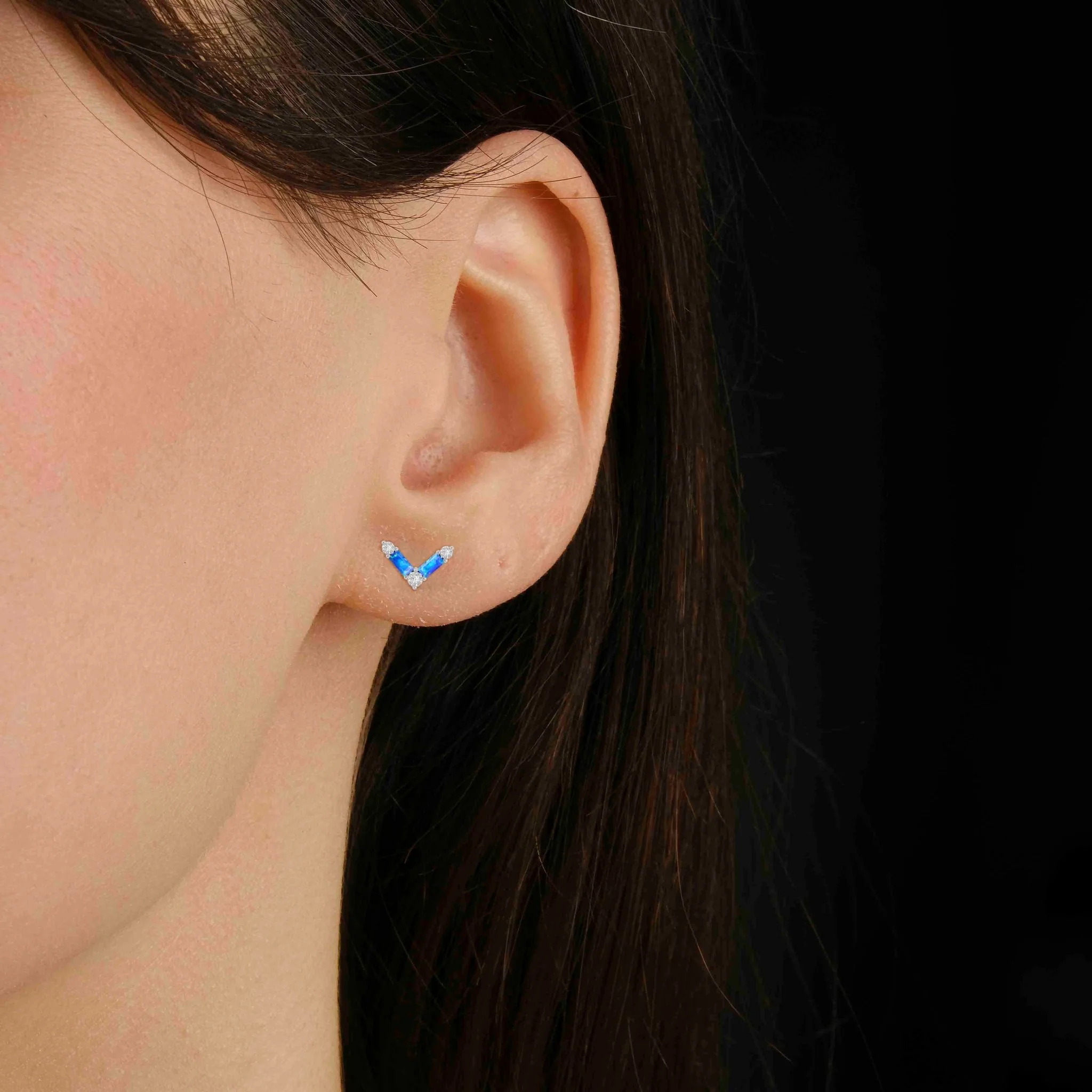 Blue Opal AV Style Stud Earring - Image 4