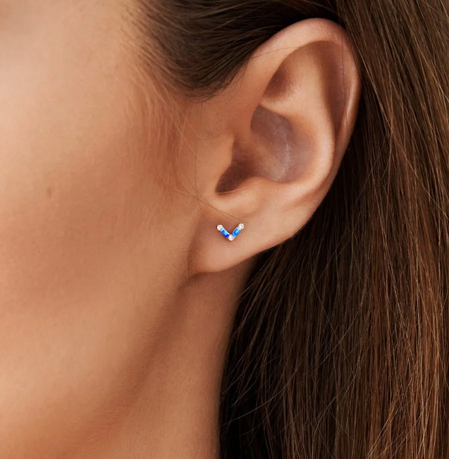 Blue Opal AV Style Stud Earring - Image 5