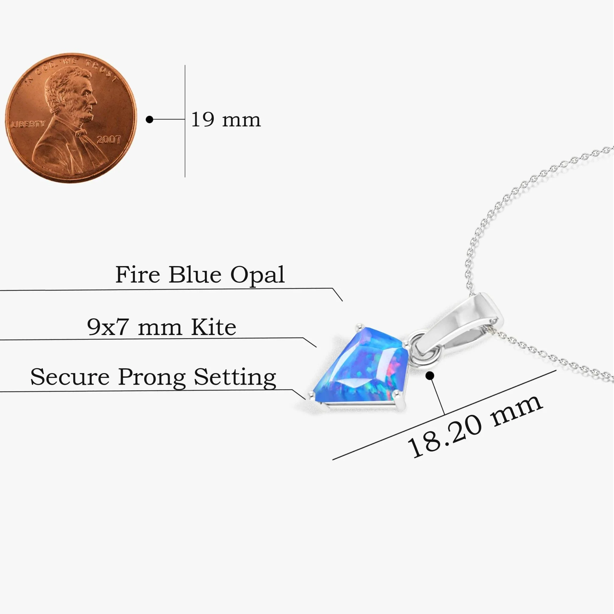 Blue Opal Kite Gemstone Pendant Necklace - Image 3