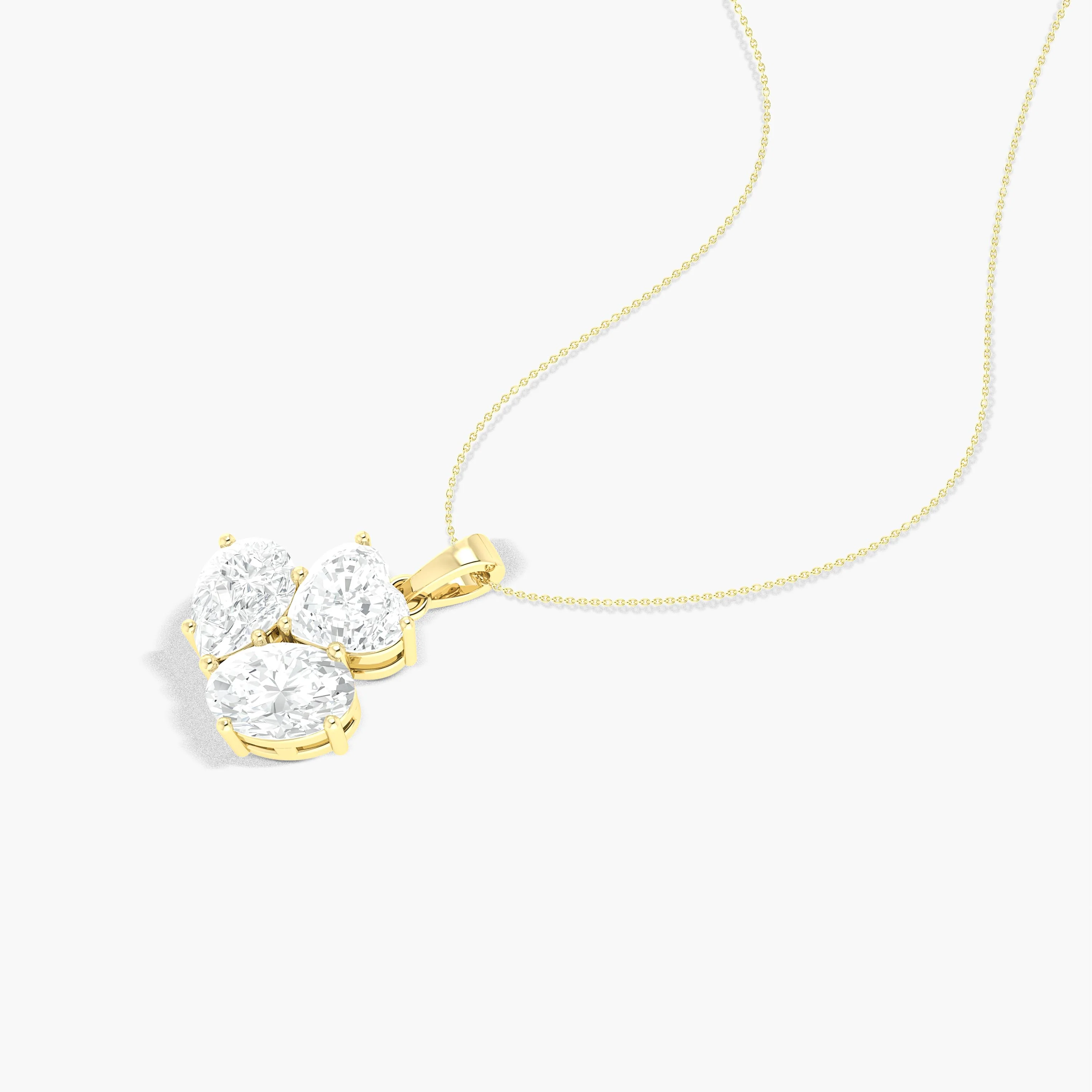 Cubic Zirconia 3 Stone Heart Pendant Necklace in 925 Sterling Silver 1.65ct - Image 7