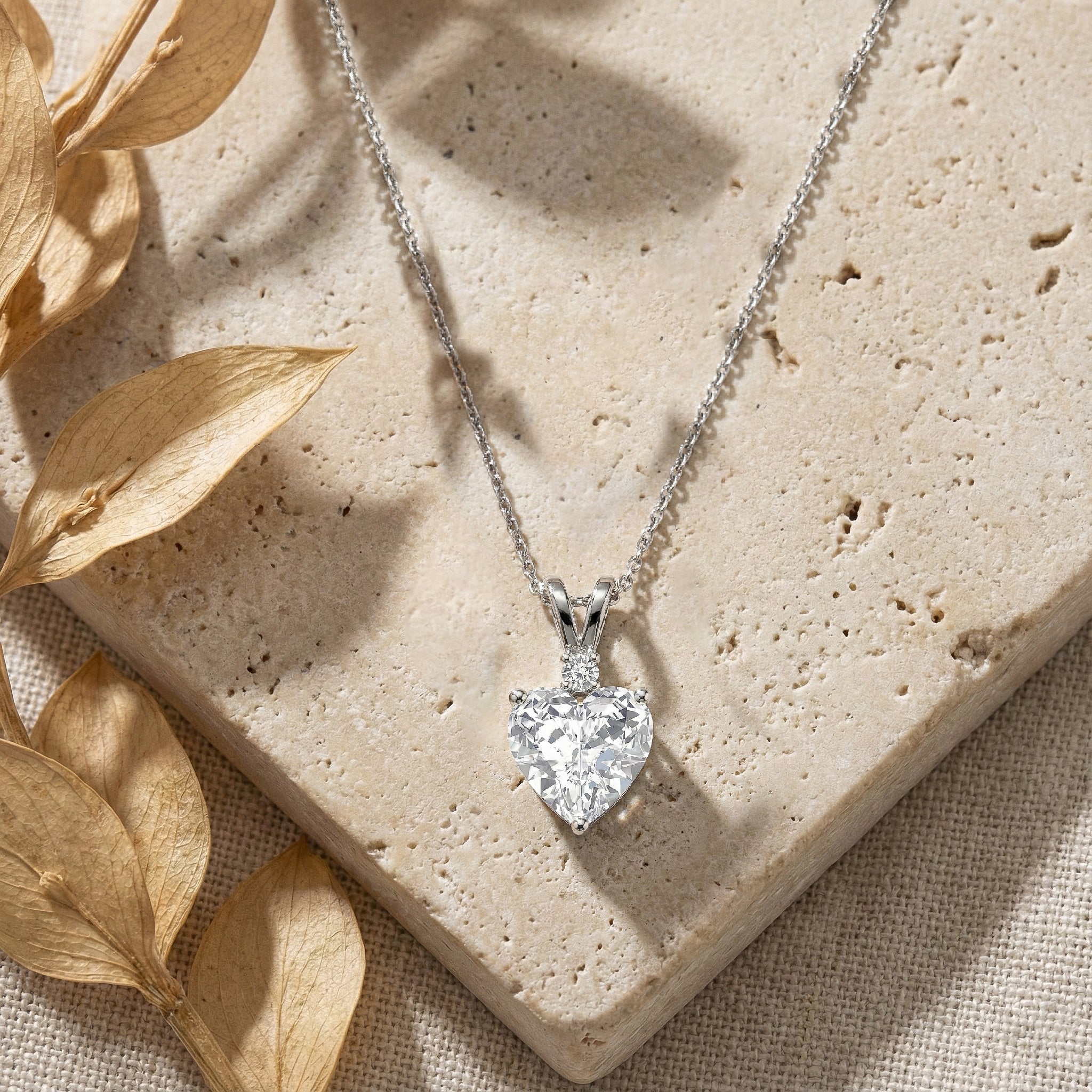 Cubic Zirconia Heart Pendant Necklace in 925 Sterling Silver 1.5ct - Image 3