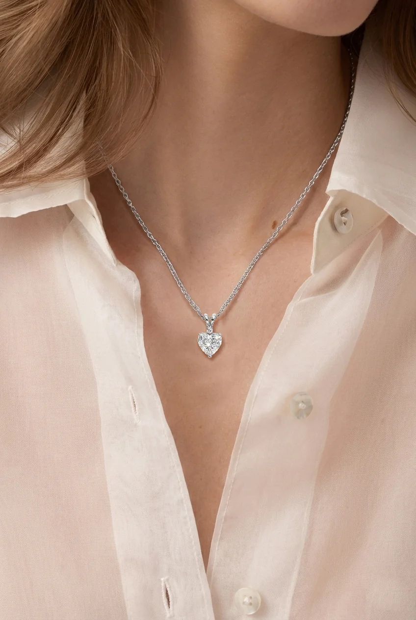 Cubic Zirconia Heart Pendant Necklace in 925 Sterling Silver 1.5ct - Image 7