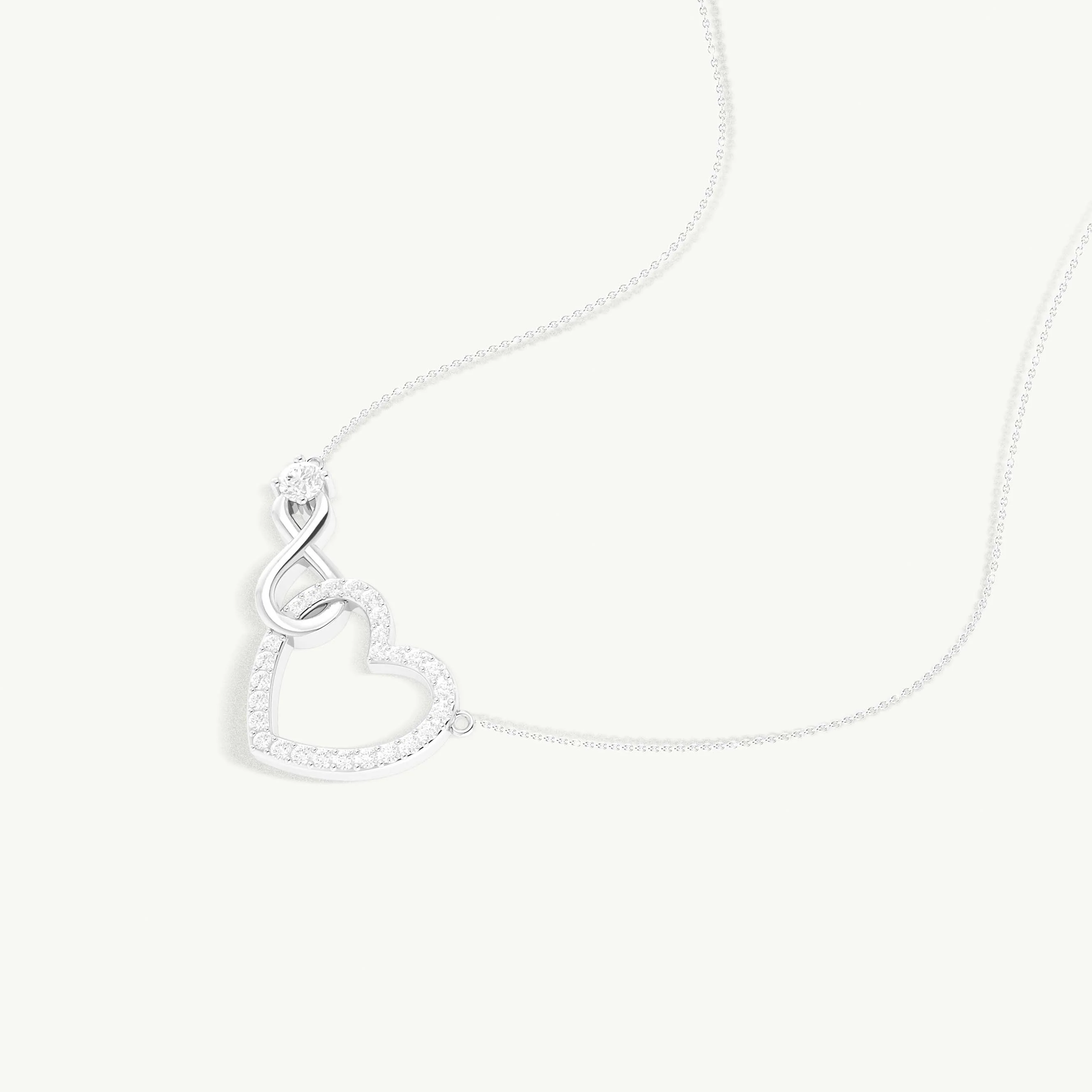Cubic Zirconia Round Infinity Heart Pendant Necklace in 925 Sterling Silver - Image 4