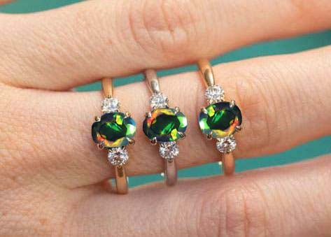 Fire Black Opal Gemstone Ring - Image 3
