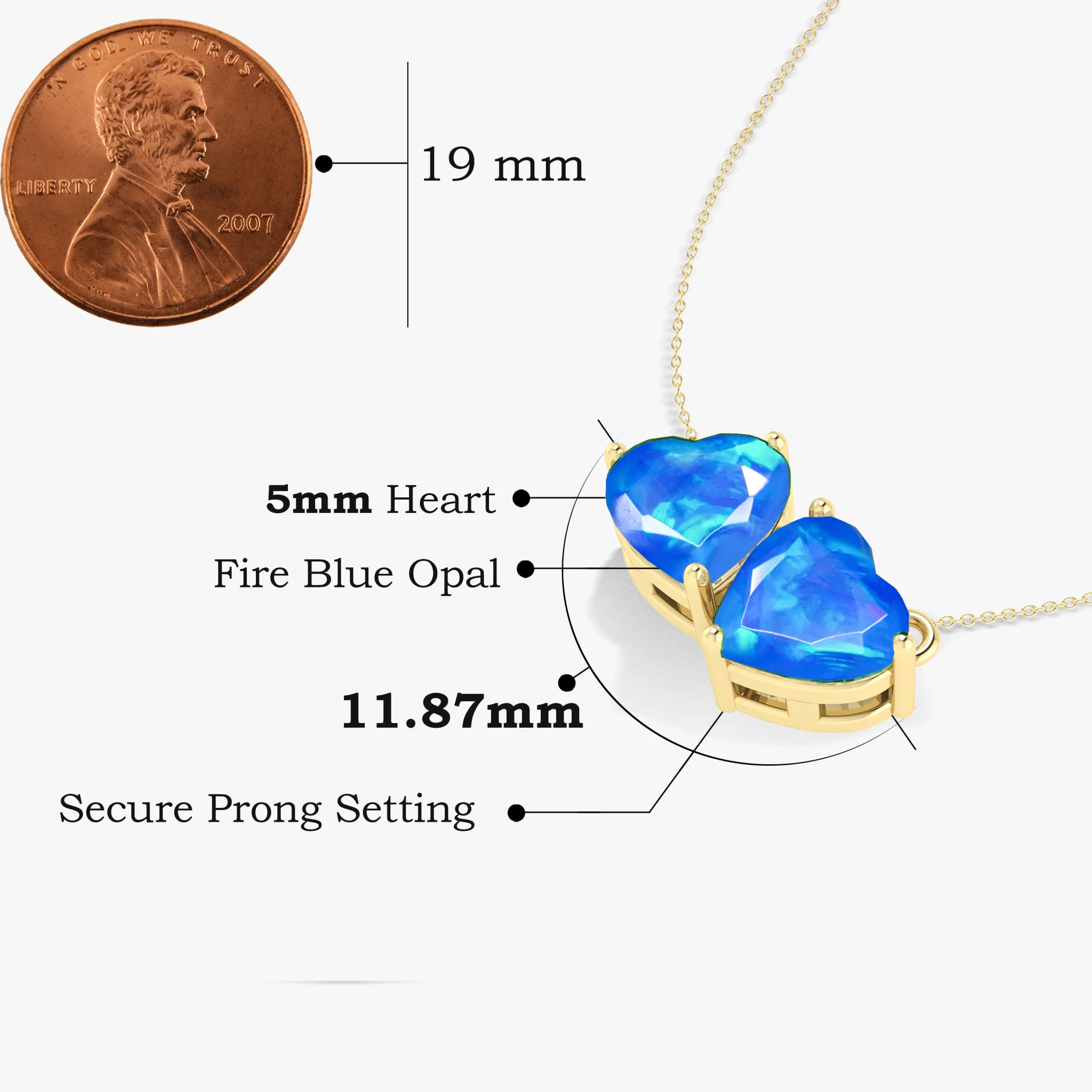 Blue Opal Dual Heart Pendant - Image 3