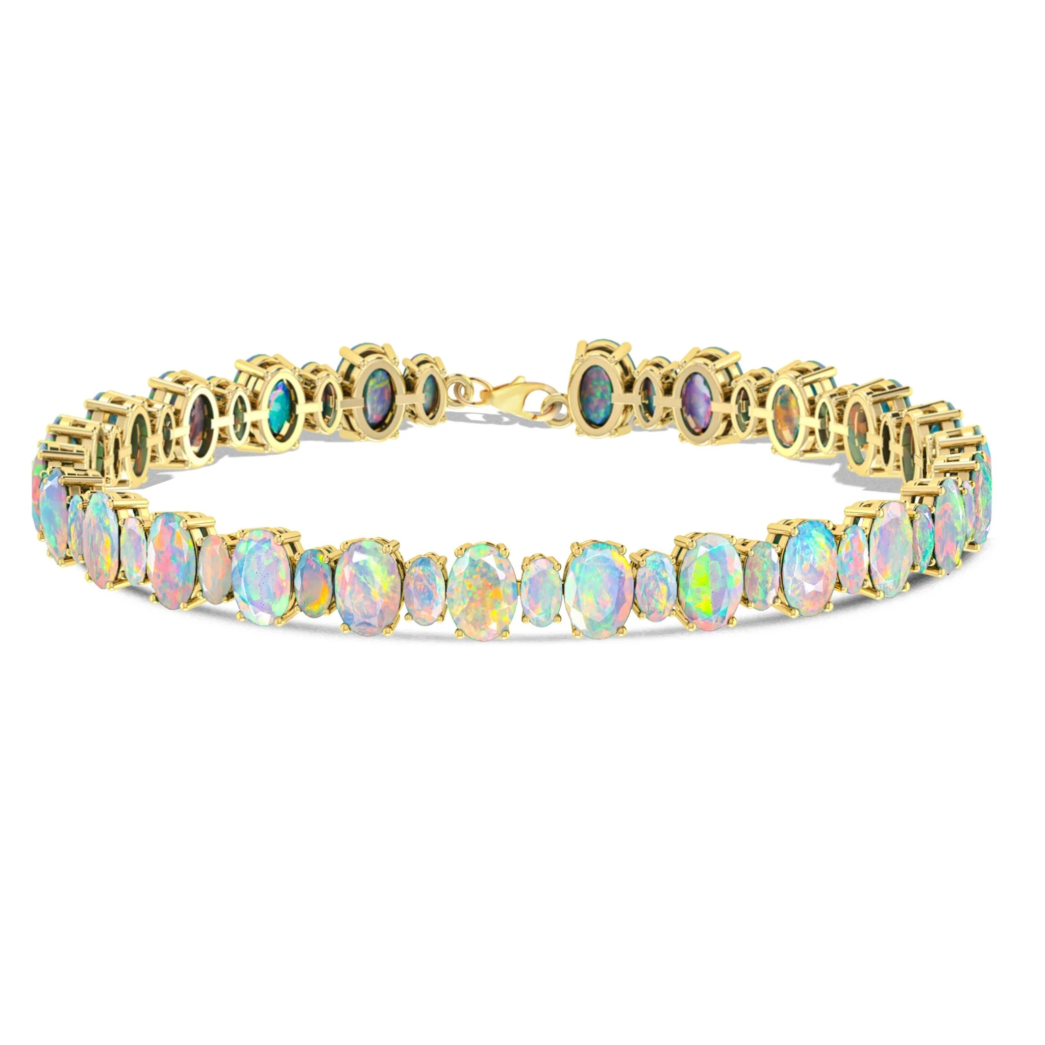 Black Fire Opal Oval Shape Gemstone Bracelet - Image 3
