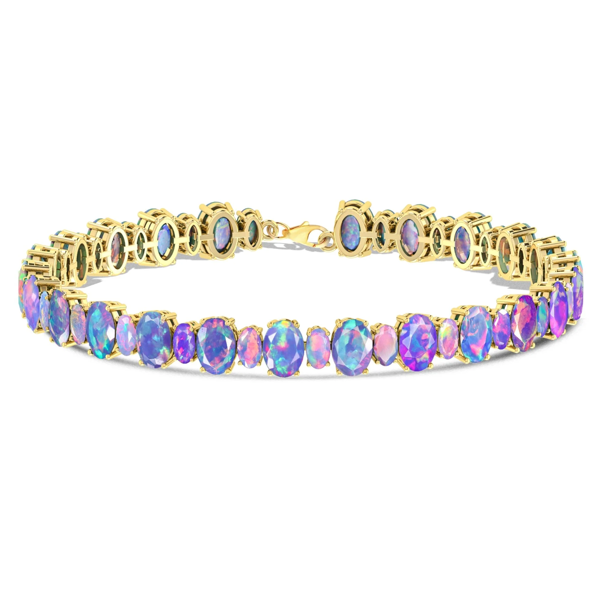 Black Fire Opal Oval Shape Gemstone Bracelet - Image 4