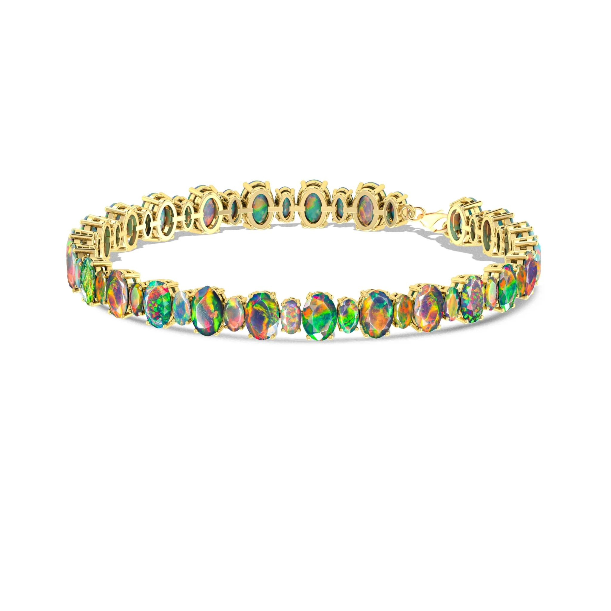 Black Fire Opal Oval Shape Gemstone Bracelet - Image 5